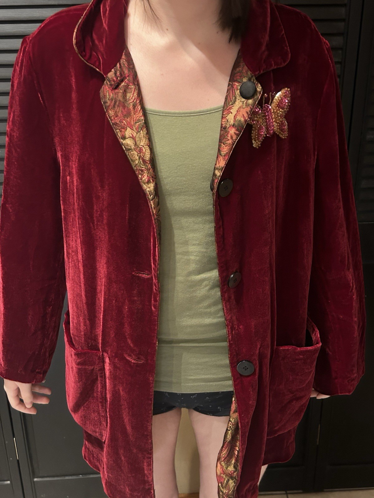 Vintage April Cornell Trading Reversible Red Velvetine/Brocade Blazer Size S