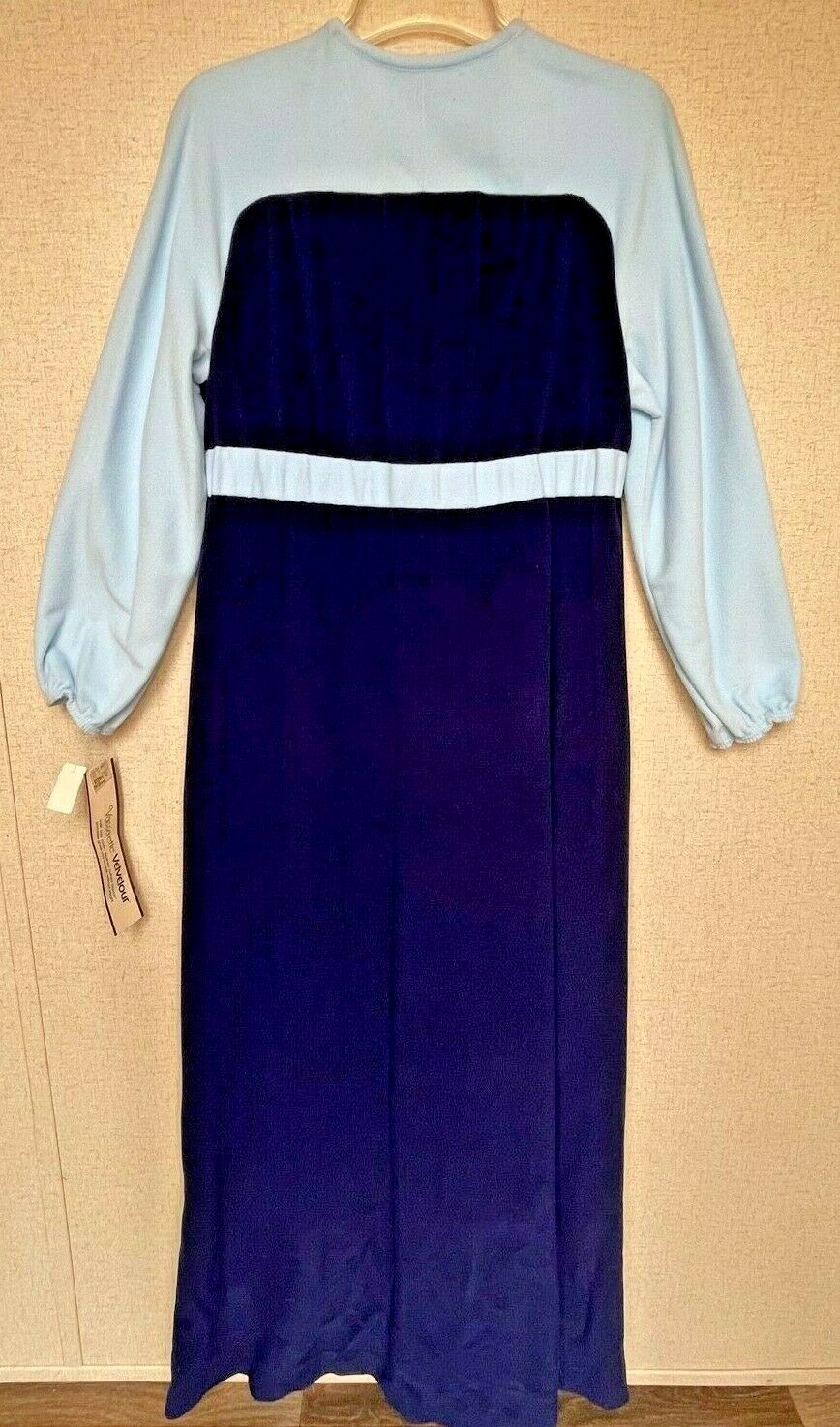 Vassarette Velvelour Junior size 13 House Robe Gown BLUE Vintage Made in USA