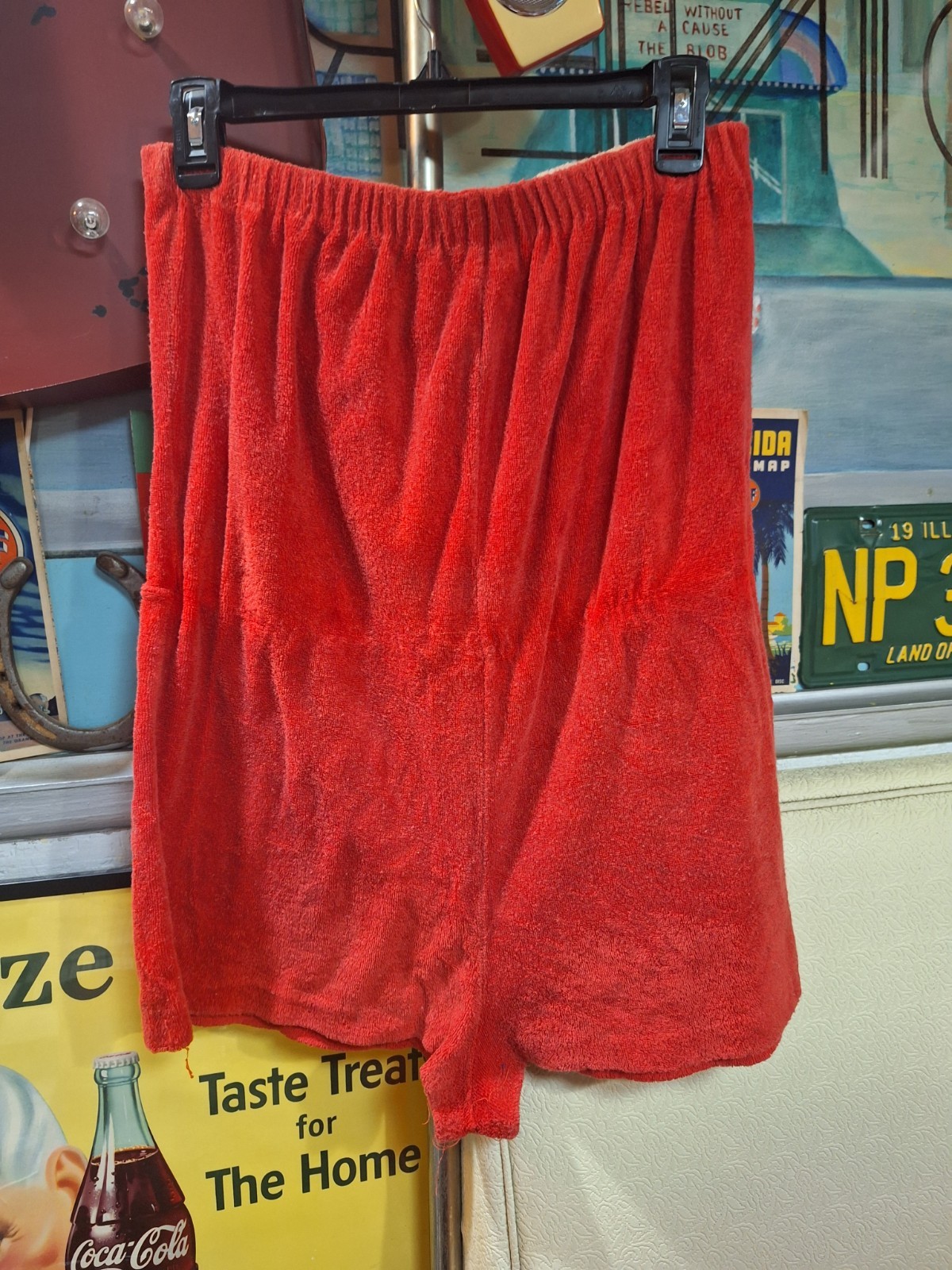 True VTG Mid-century Mod 1970s Strapless Terry Cloth Beach Romper L Playset 70s