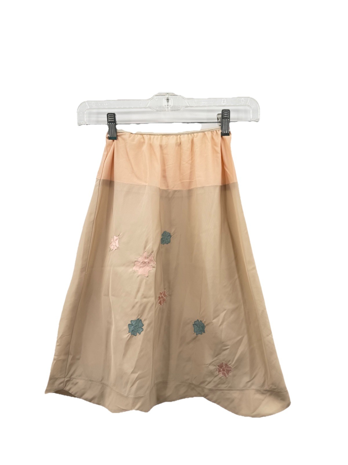 Vintage Bergdorf Goodman Beige Half Slip Embroidered Floral No Size Tag