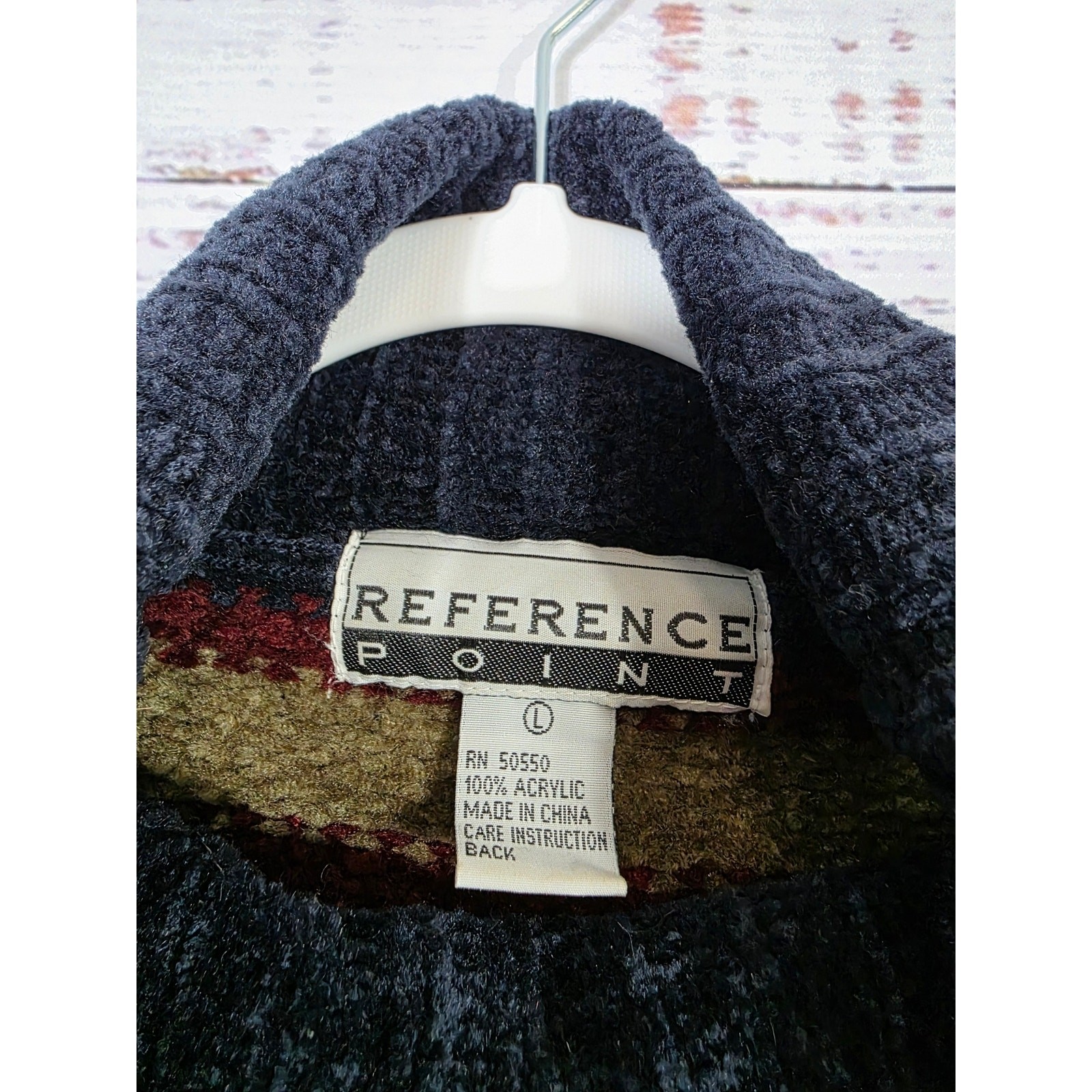 VTG 90s Reference Point Chenille Cropped Sweater Striped Boxy Mock Neck Retro L