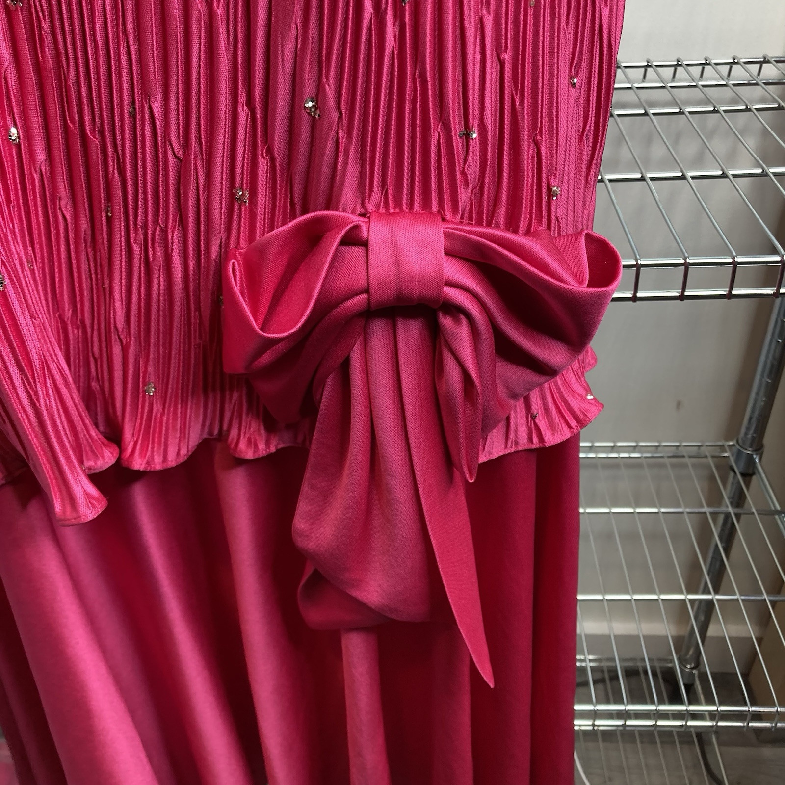 Vintage Gilberti Pink Sequin Pleated Midi Dress Size 12 Special Occasion 80&rsquo;s