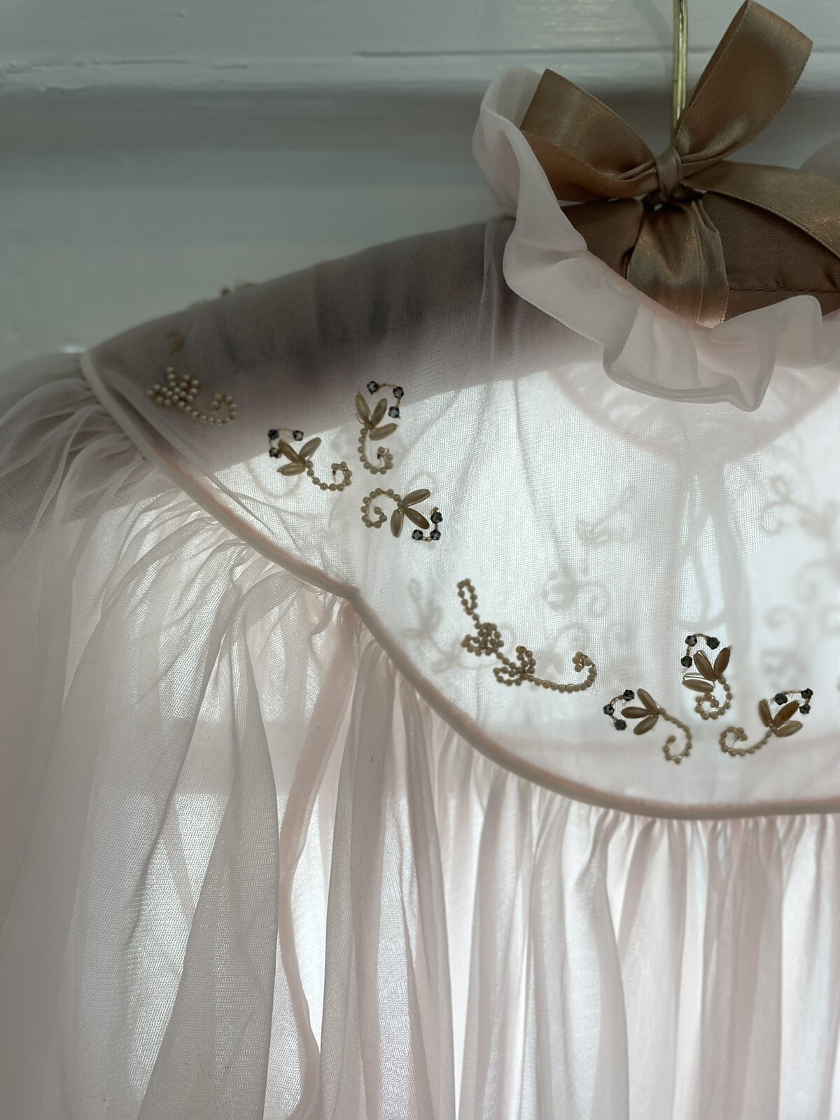 1950s Double Sheer Pink Robe Peignoir Carter&rsquo;s DuPont Nylon SZ S