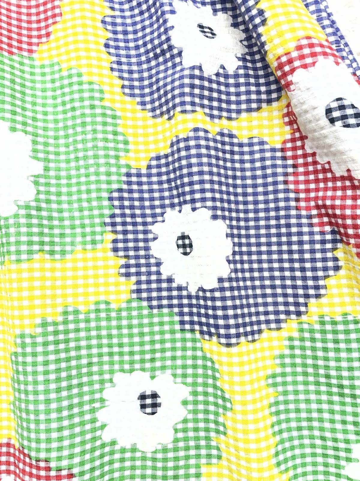 Vintage 1970s Patchwork Floral Gingham Maxi Dress Women’s 13 See Measurements EC