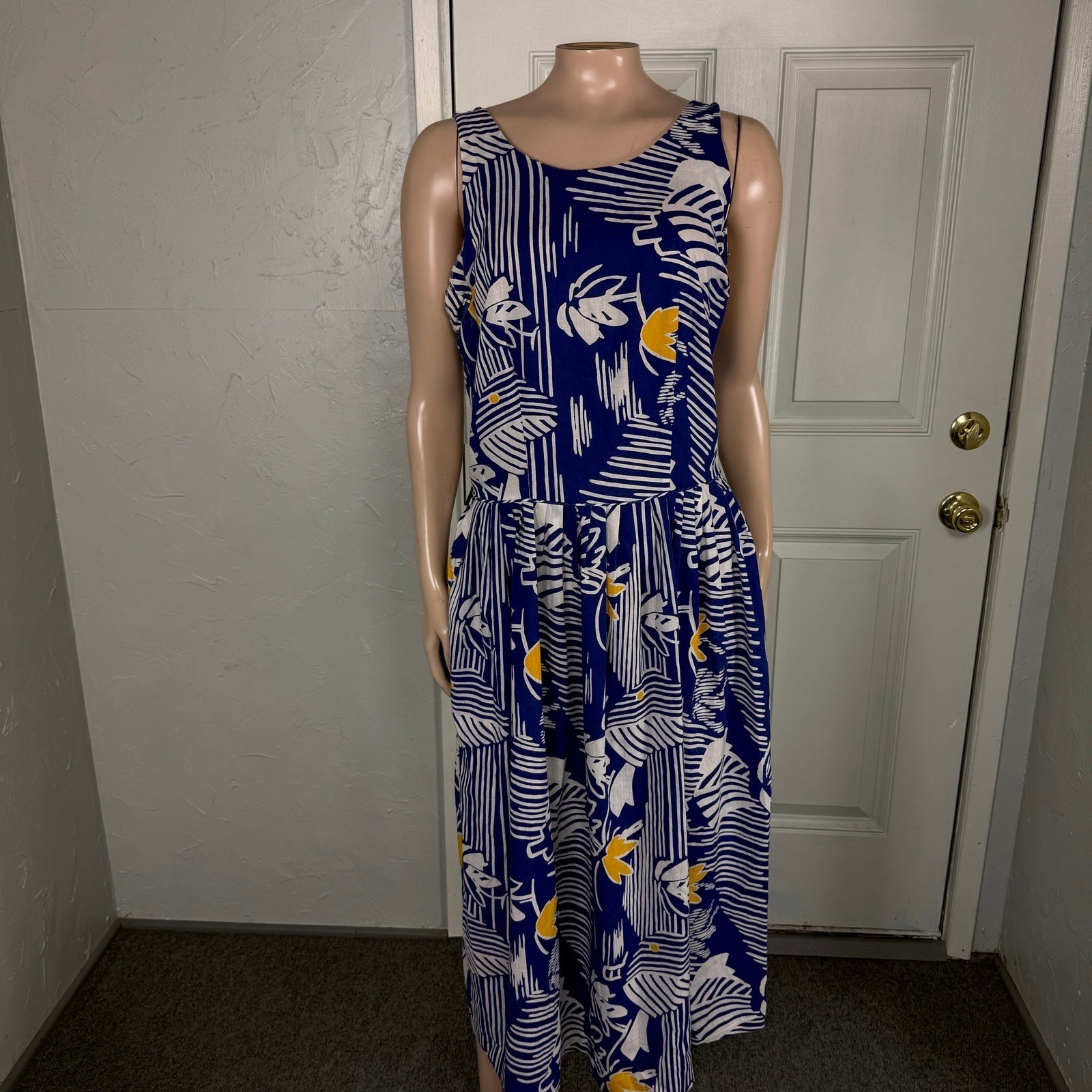 Vintage 80s 90&rsquo;s Sunshine Alley Women&rsquo;s Dress Cotton Hawaiian Pockets FF22
