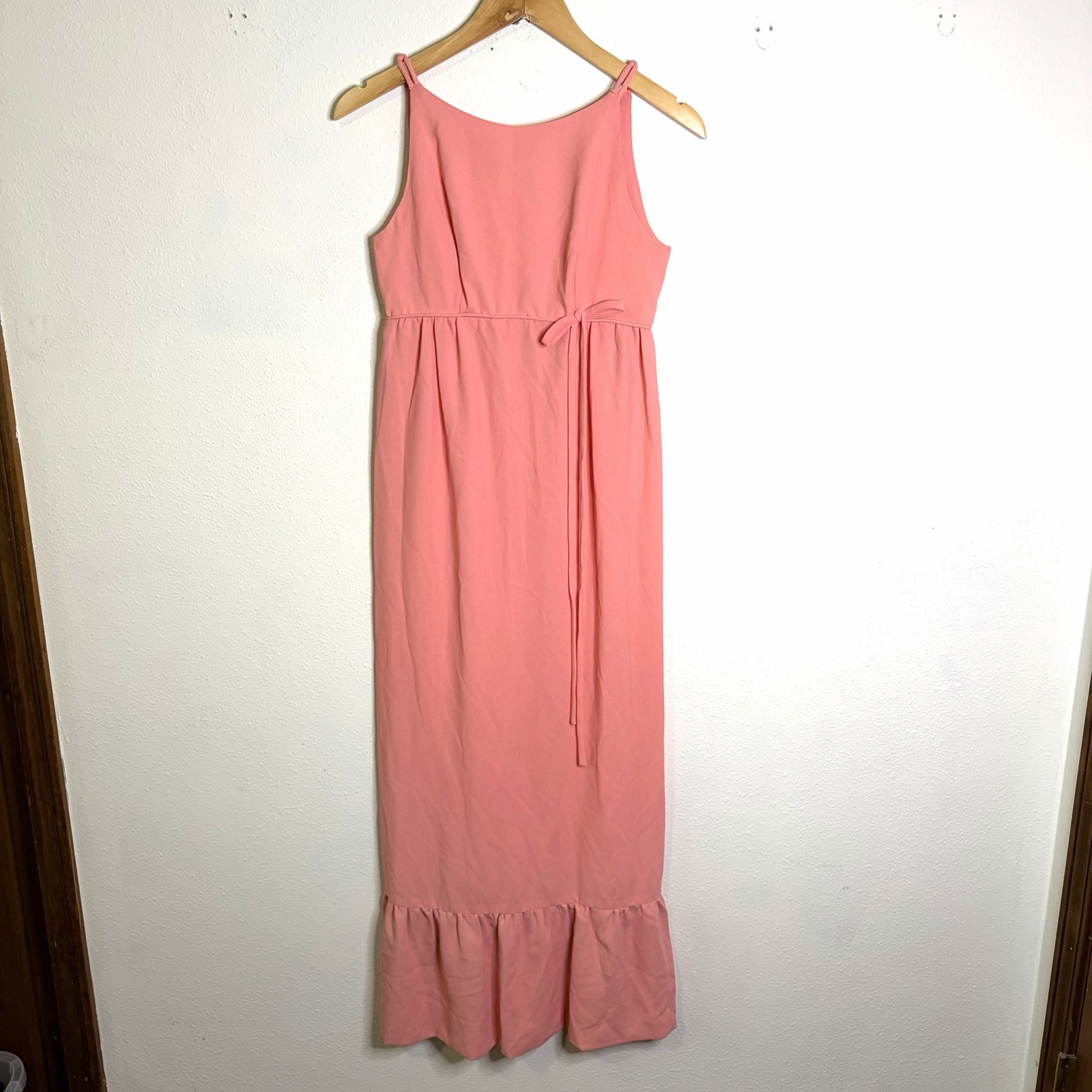 60s Sylvia Ann Vintage Dress Union Tag Pink Melon Empire Maxi XS S Gown Long