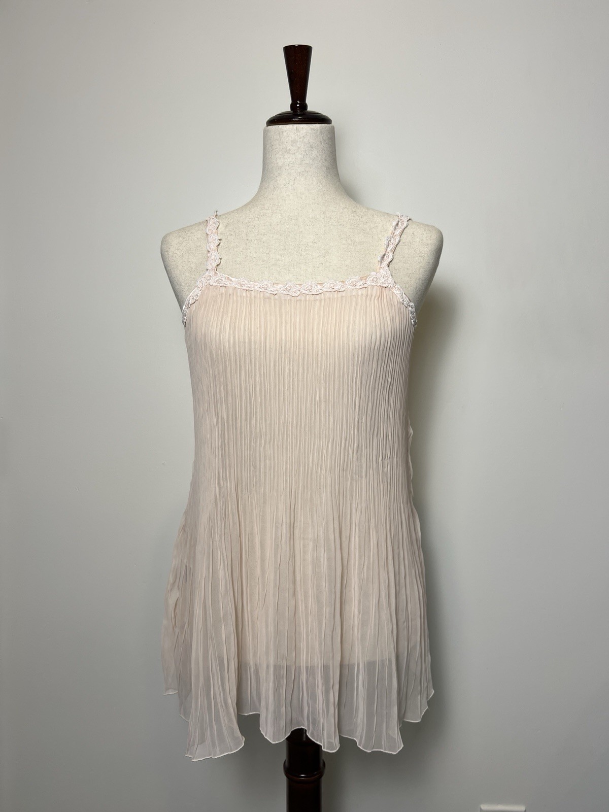 Vintage Embry Light Peach Pleated Sheer Babydoll Nightgown Women&rsquo;s S