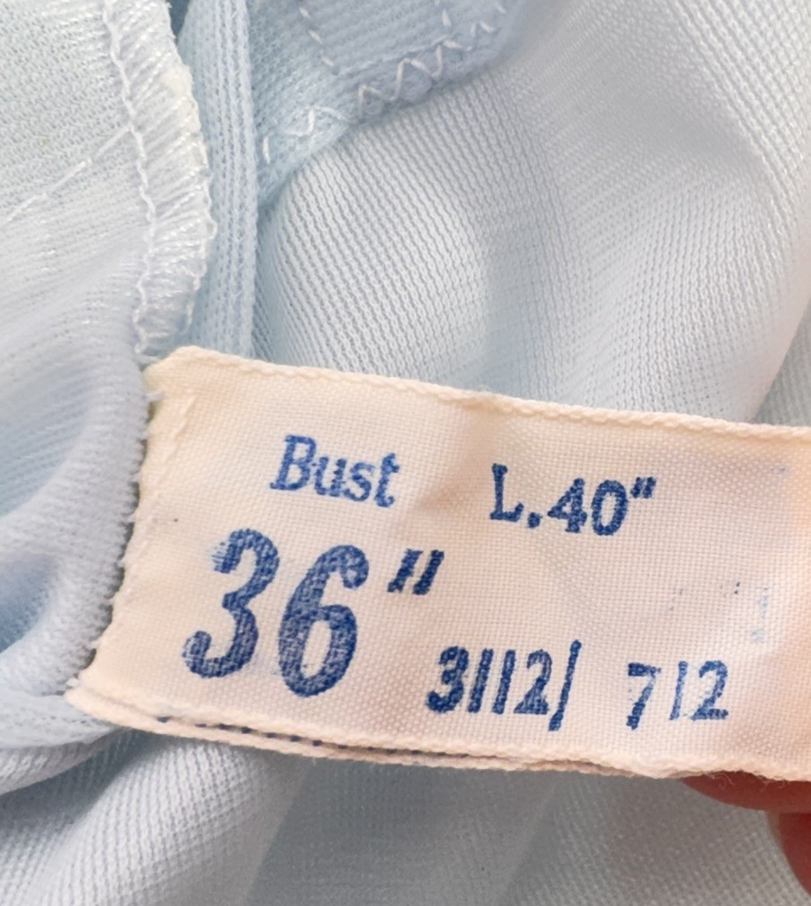 Vintage St Michael Sheer Blue White Nylon and Lace Midi Nightgown 36 Bust