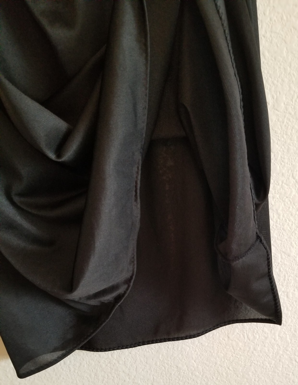 Sears 1980s Nightie Slip Black Ruffled Trim Lingerie Nightgown Medium 12-14 VTG