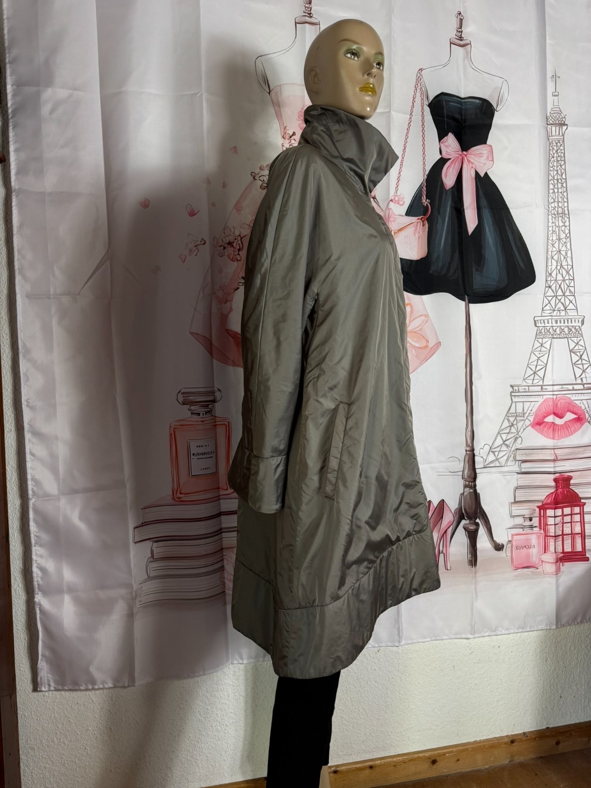 Marc Cain Collection Metallic Nylon Coat 42 44 46 Avant Garde Cocoon Tech Luxury