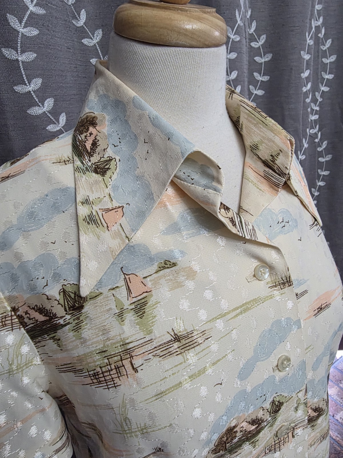Vintage 60s Nardis Of Dallas Silk Blend Button Up Top Beach Boat Women&rsquo;s Small