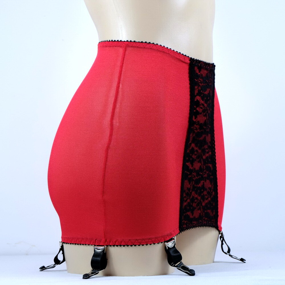 Luxallacki Open Bottom Girdles Lace Panel 6 Straps Garter Belt Underwear