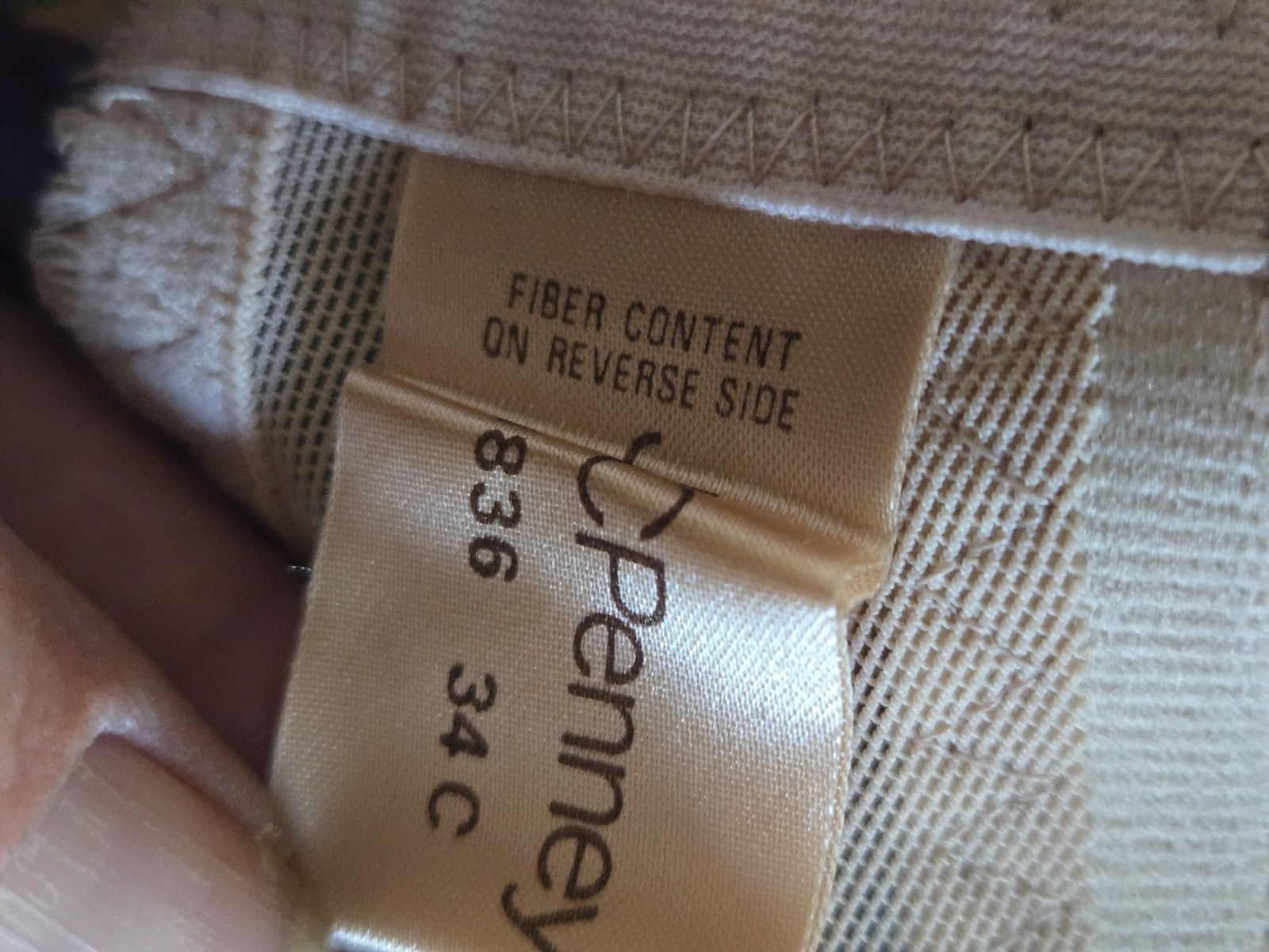 JCPenney 34C Nude Lace Underwire Bra #13283 VINTAGE NOS No Padding