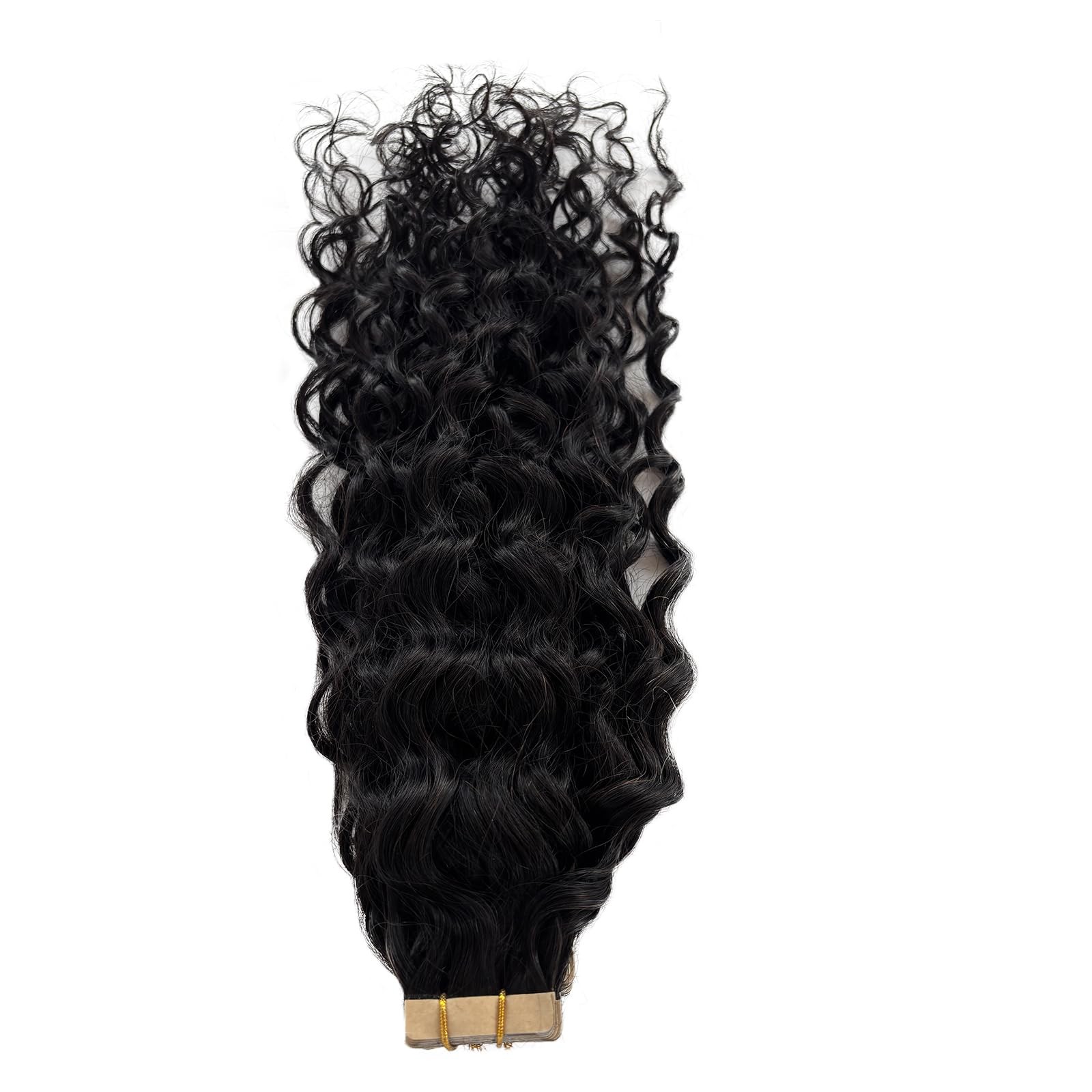 Invisible Tape in Hair Extensions Human Hair 24 Inch Water Wave Natural Black