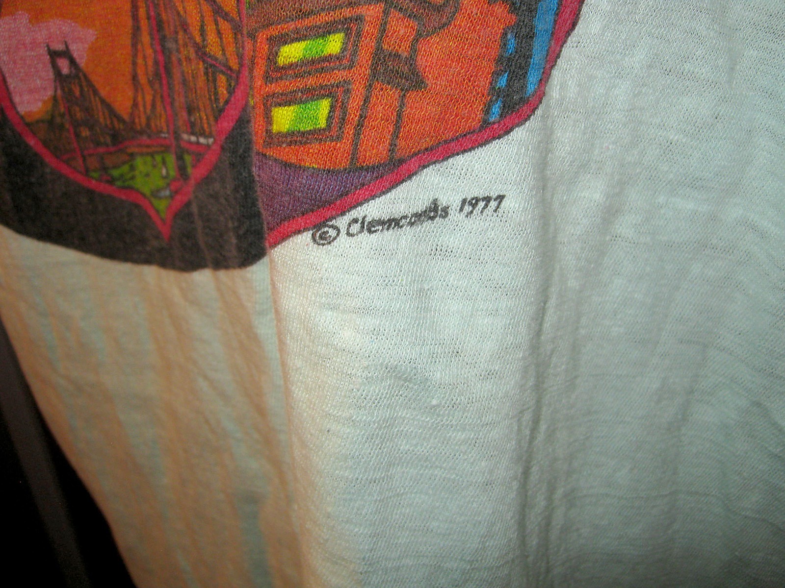 Vintage 1977 San Francisco Novelty Graphic Unisex Women T-Shirt Size Large