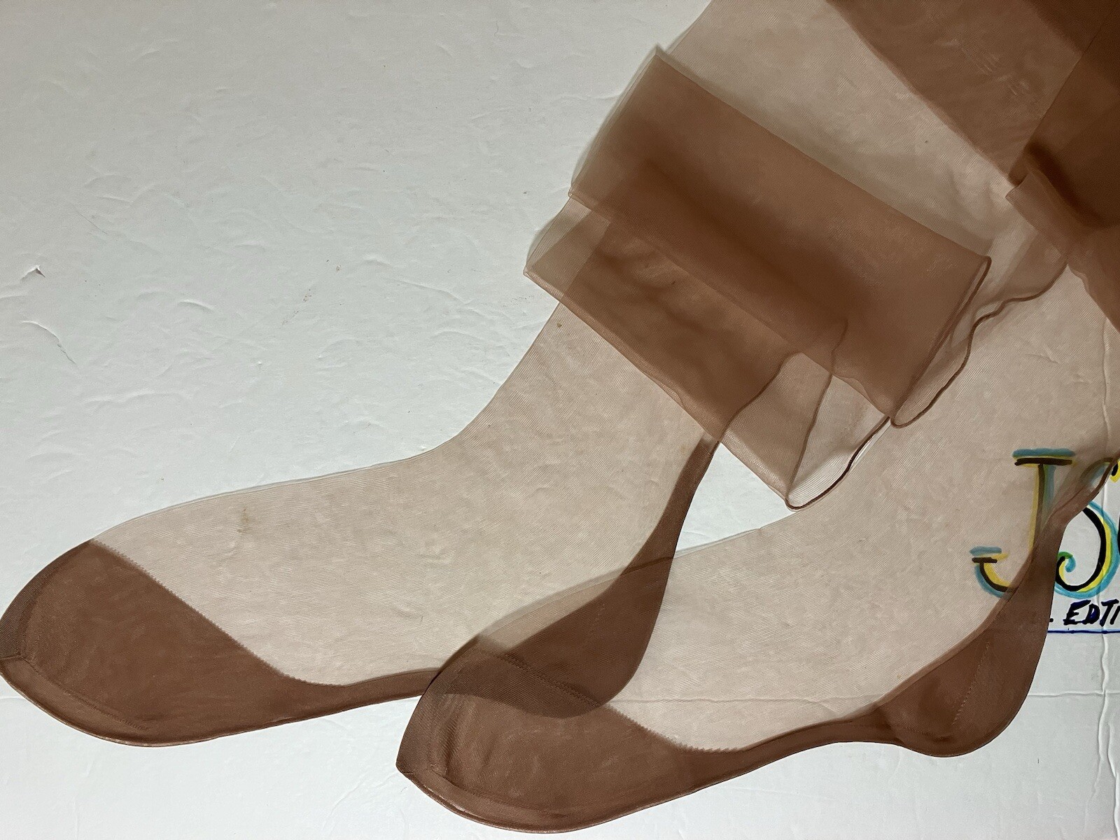 2 PAIR VINTAGE 1950s FULL FASHIONED STOCKINGS FLAT KNIT CUBAN HEEL SEAMED 10×32”