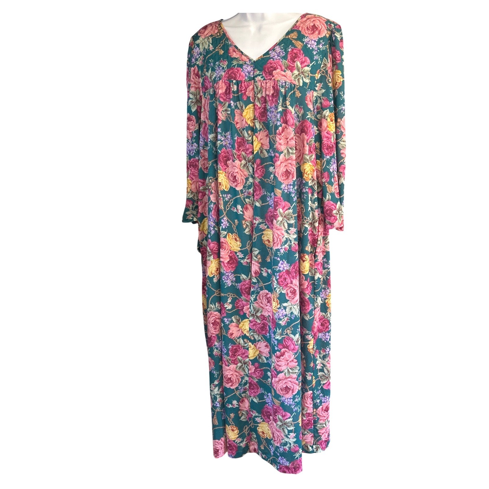 Vintage 90s Miss Elaine Floral Maxi Nightgown Grandmacore Cottagecore Loungewear
