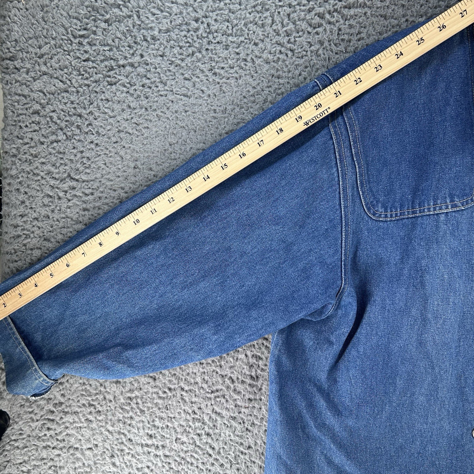 Vintage 90s Long Denim Chore Jacket Size 2X Everyday Toggles Boho Cottagecore