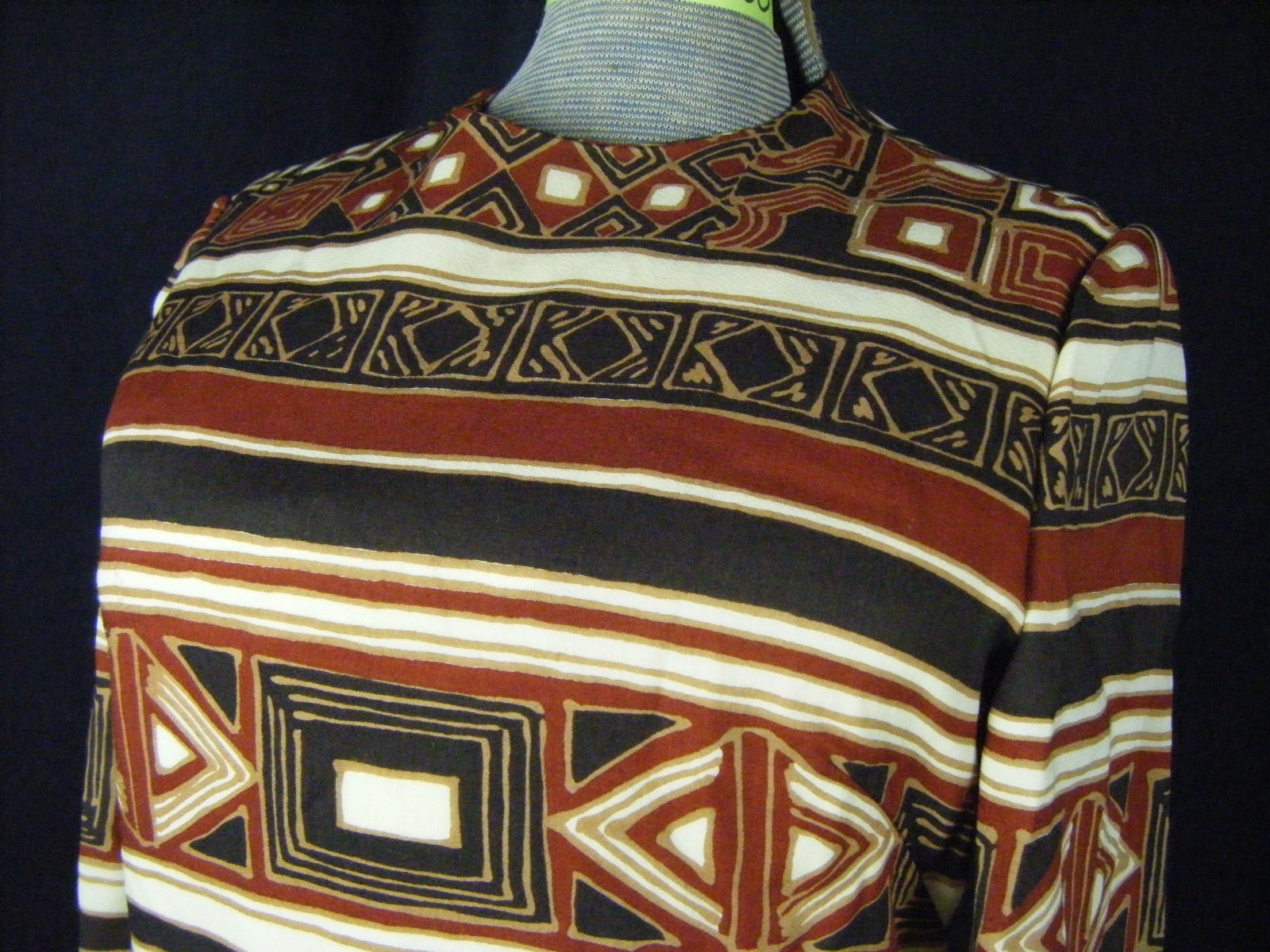 ADELE SIMPSON Vtg 60s Designer Brown Mod Printed Sheath Dress- Bust 36/XS