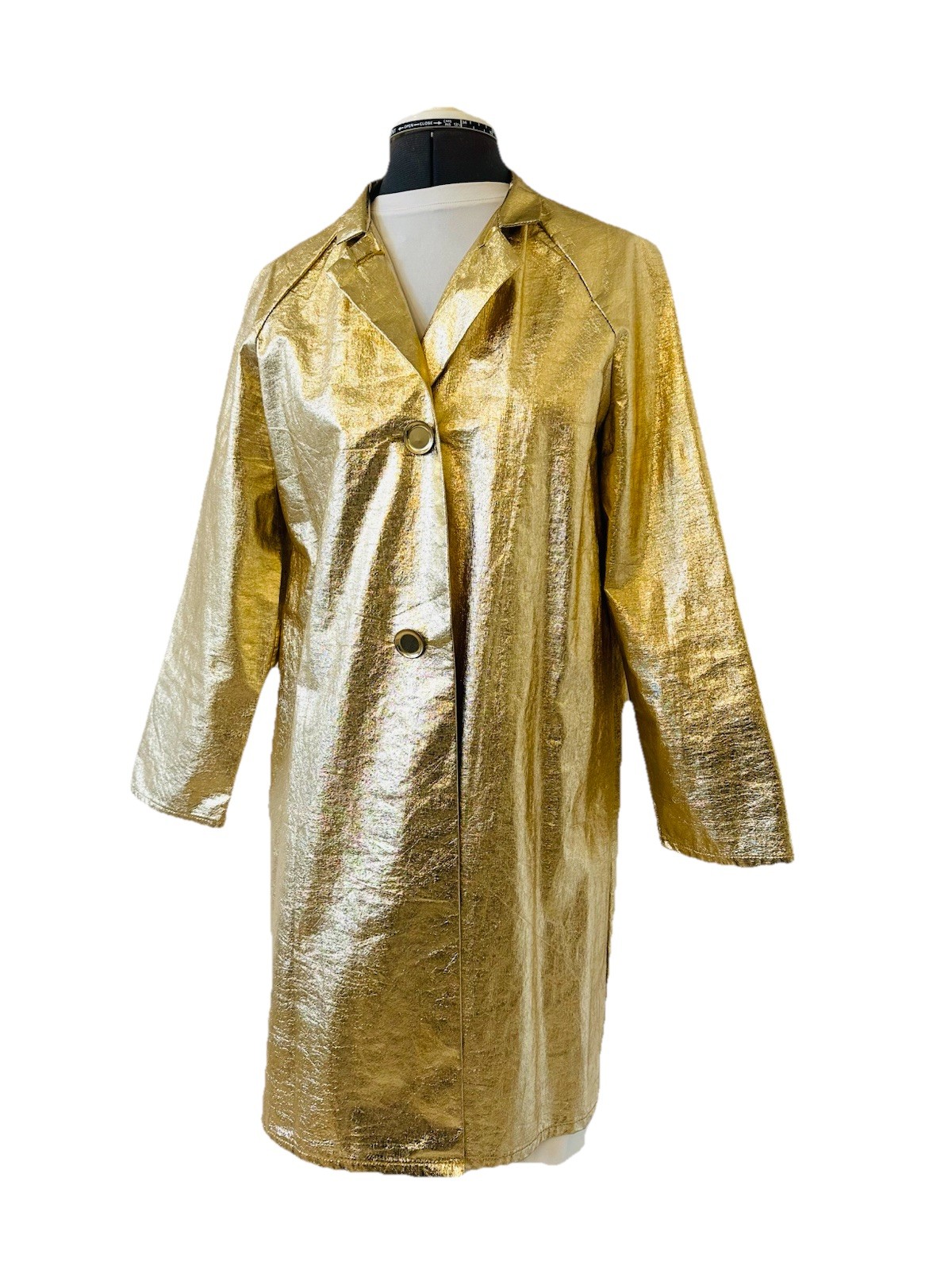 VTG 1960s Coat Mod Go Go GOLD Jacket Space Age Retro Groovy Rave, Festival Sz S