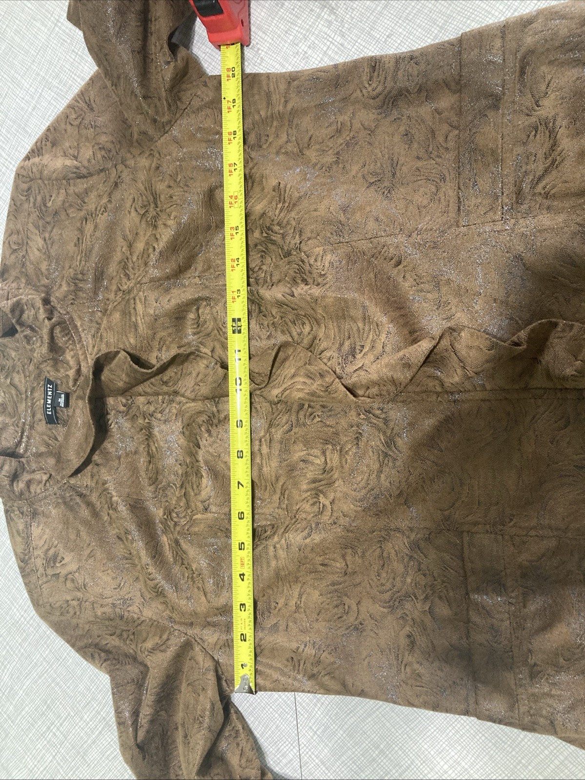 Elementz Brown Faux Suede Ruffle Front Jacket Size M EUC Vintage Y2K MFLJ0128