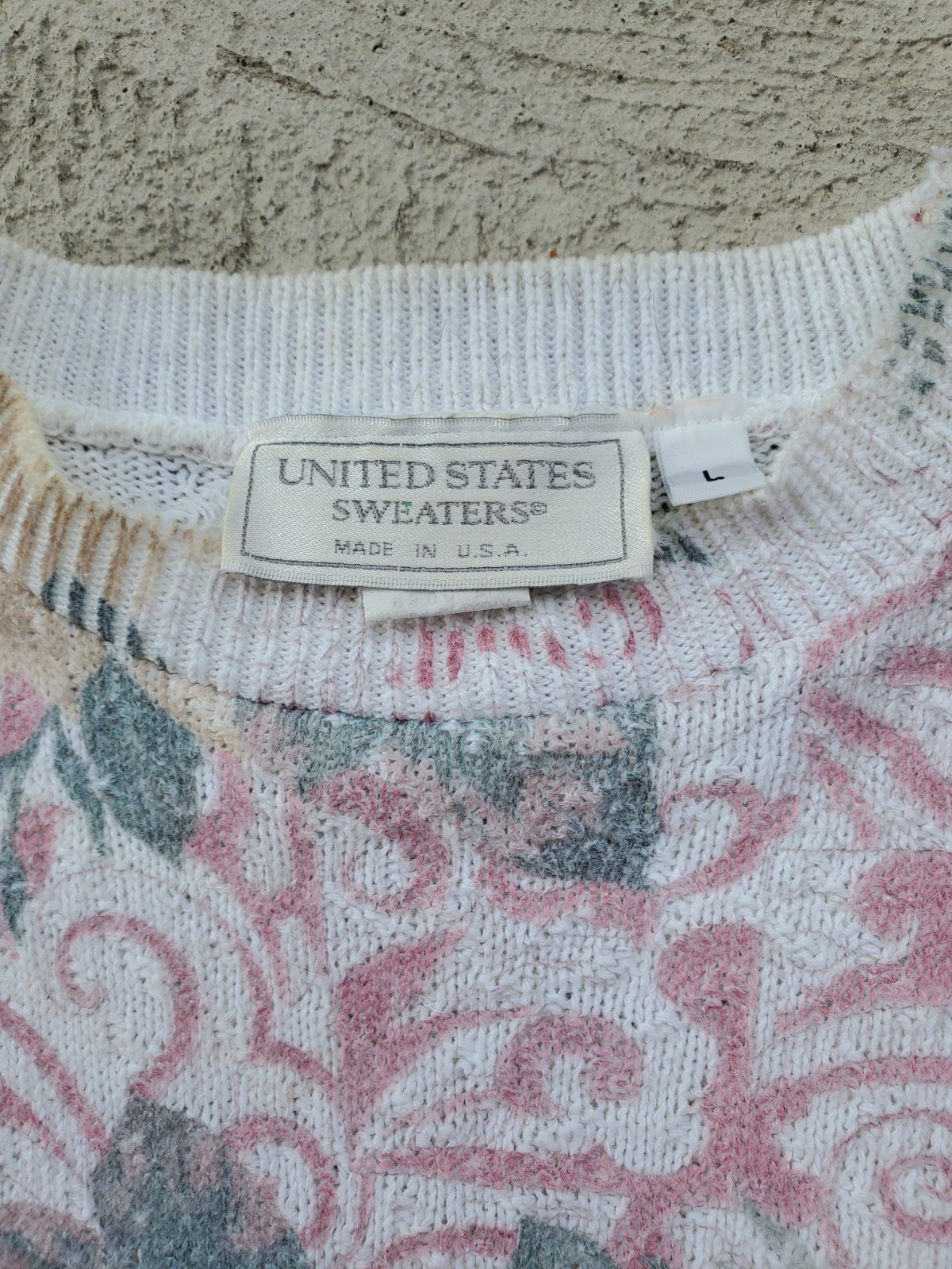 VTG 90s United States Sweaters Womens L Short Sleeve Floral Cottagecore Sweater