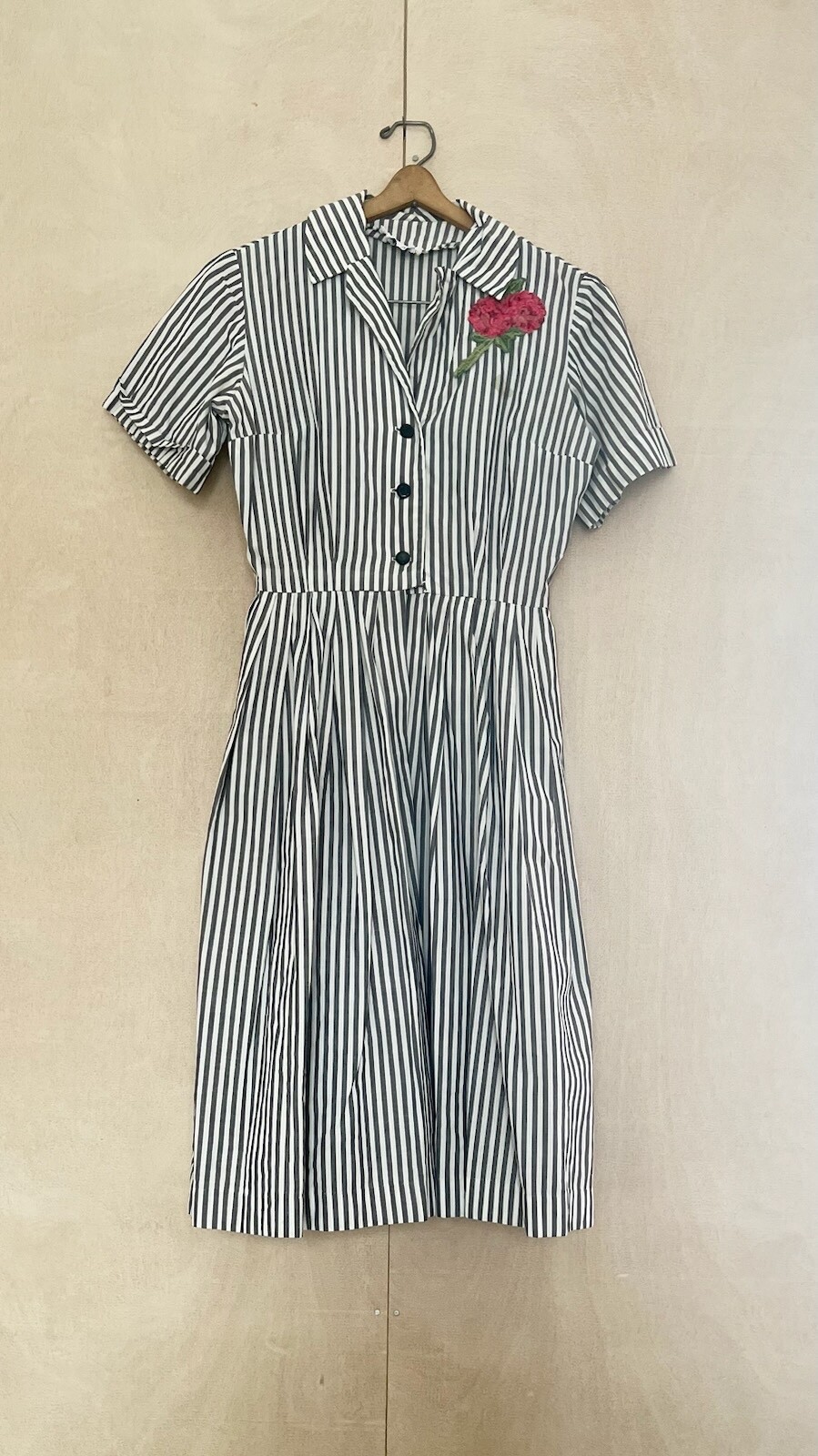 Vintage 50s a Jerry Gilden  dress full skirt size Small pinup style striped