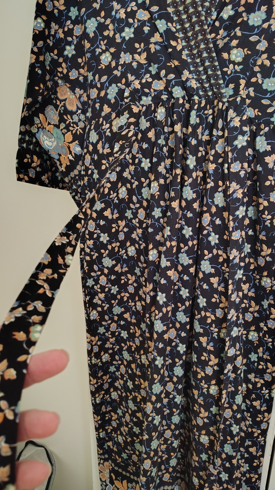 Vintage Gilead Floral Maxi Dress 1970&rsquo;s Bell Sleeves Women&rsquo;s Full Length Medium