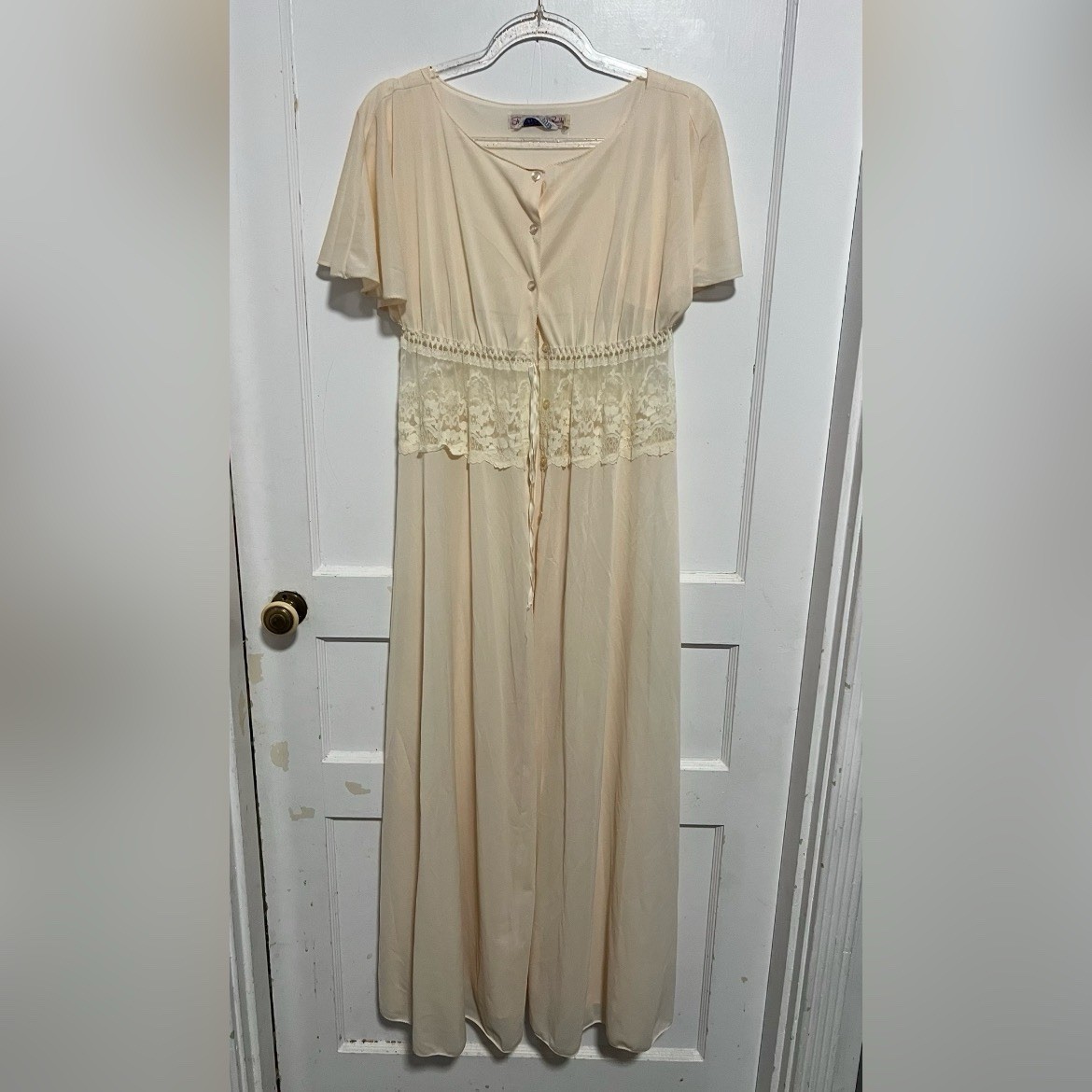 Vintage Stan Herman for Van Raalte bohemian nightgown cream dress Size S