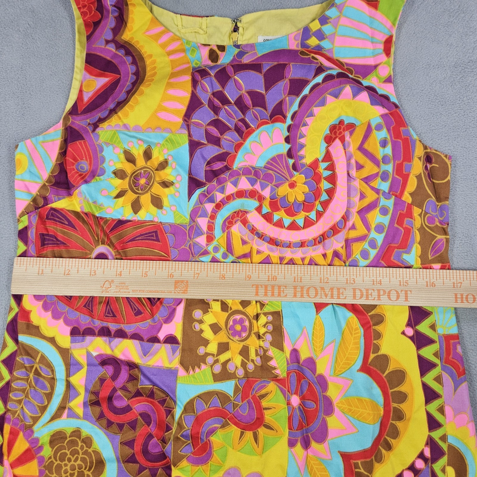 VTG 1960s Screen Printed Psychedelic Shift Dress Size S Japanese Retro Mod Gogo