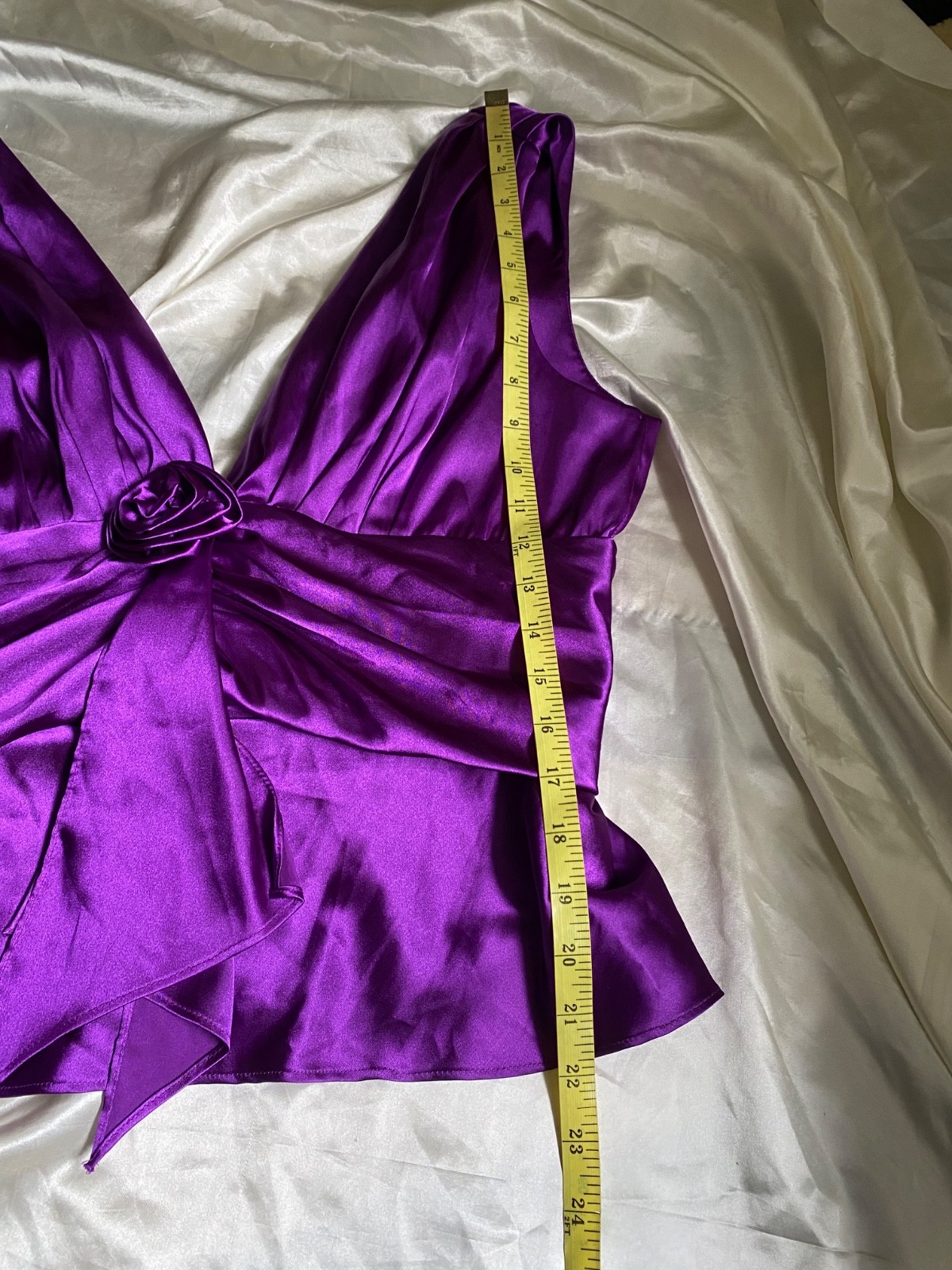 Vintage 1990s Purple Satin Rosette Blouse Going Out Fairy Boho Size 14
