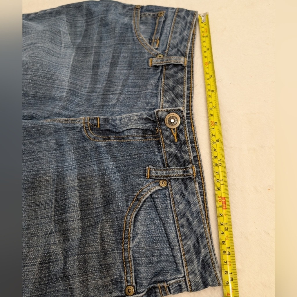 Bisou Bisou Y2K Bootcut Jeans Medium Wash Distressed Size 8