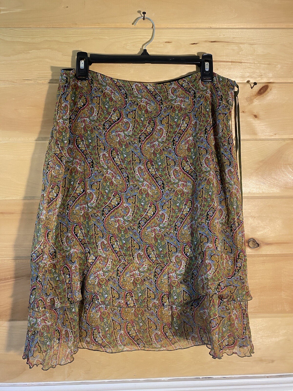 VTG Johnny Was S Silk Paisley Ruffle Hem Skirt