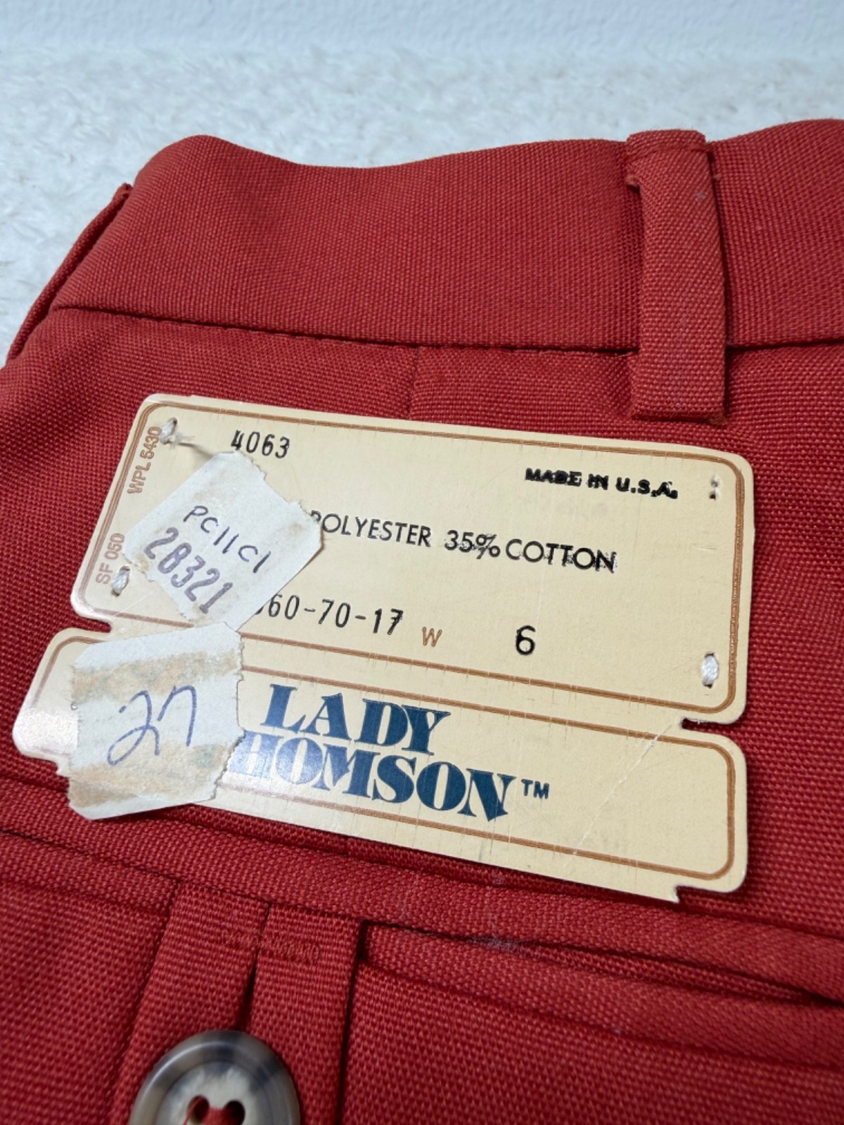 Vtg Lady Thompson Polyester/Cotton Trousers Slacks Burnt Orange