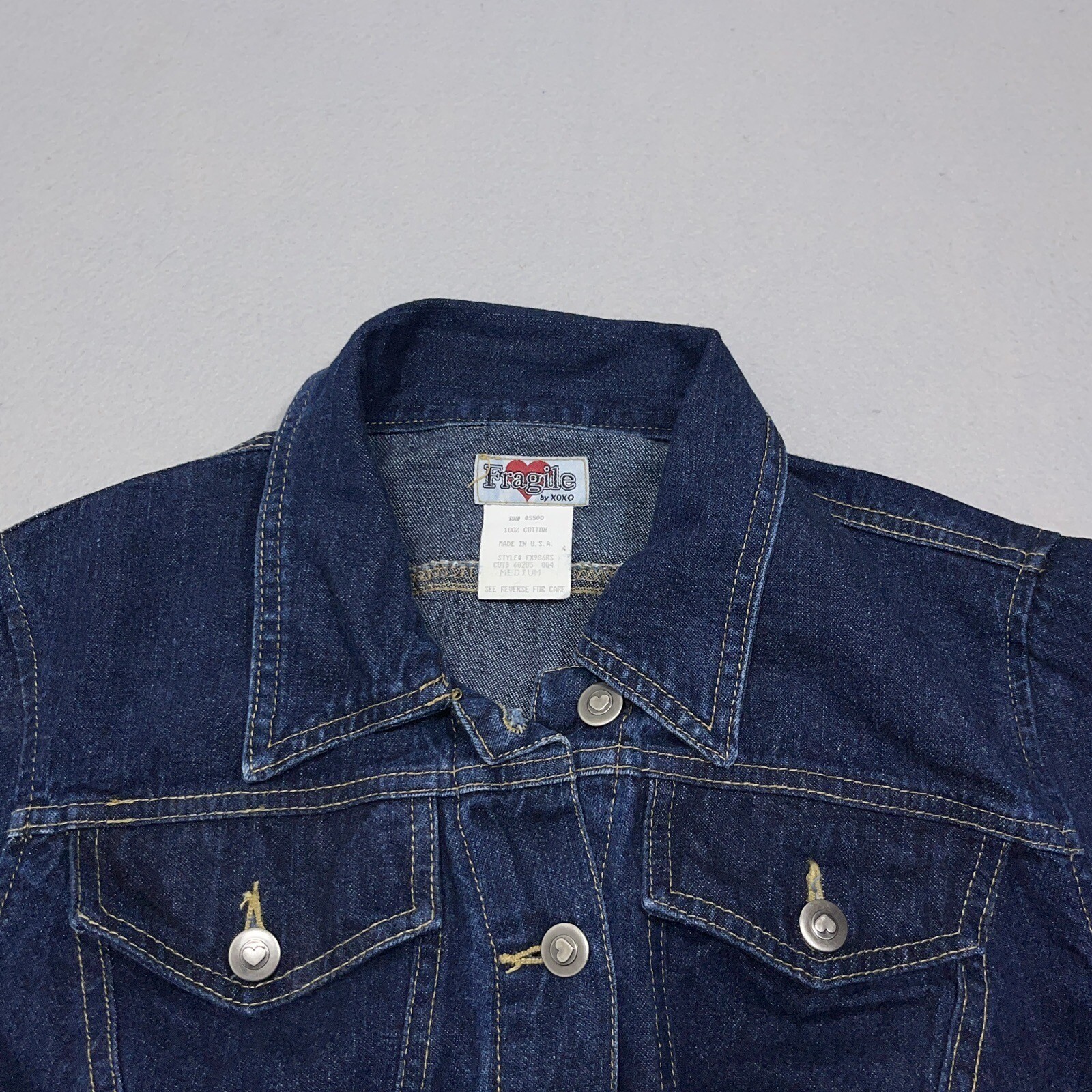 Vintage Denim Jacket Women Medium Regular Fit Dark Blue Wash Vintage 90s Grunge