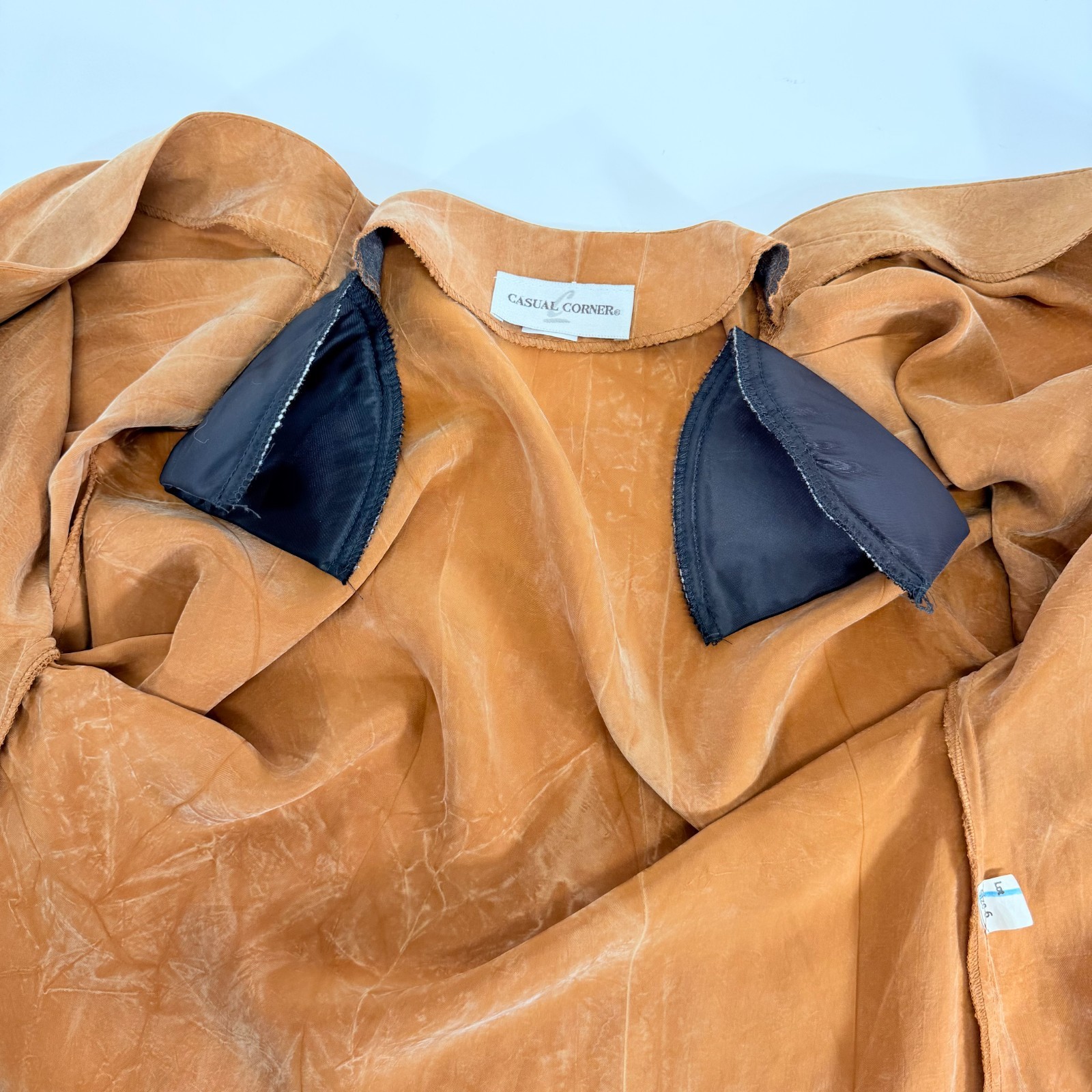 Casual Corner Vintage 90s 100% Rayon Copper Brown Sueded Blouse Made in USA 6