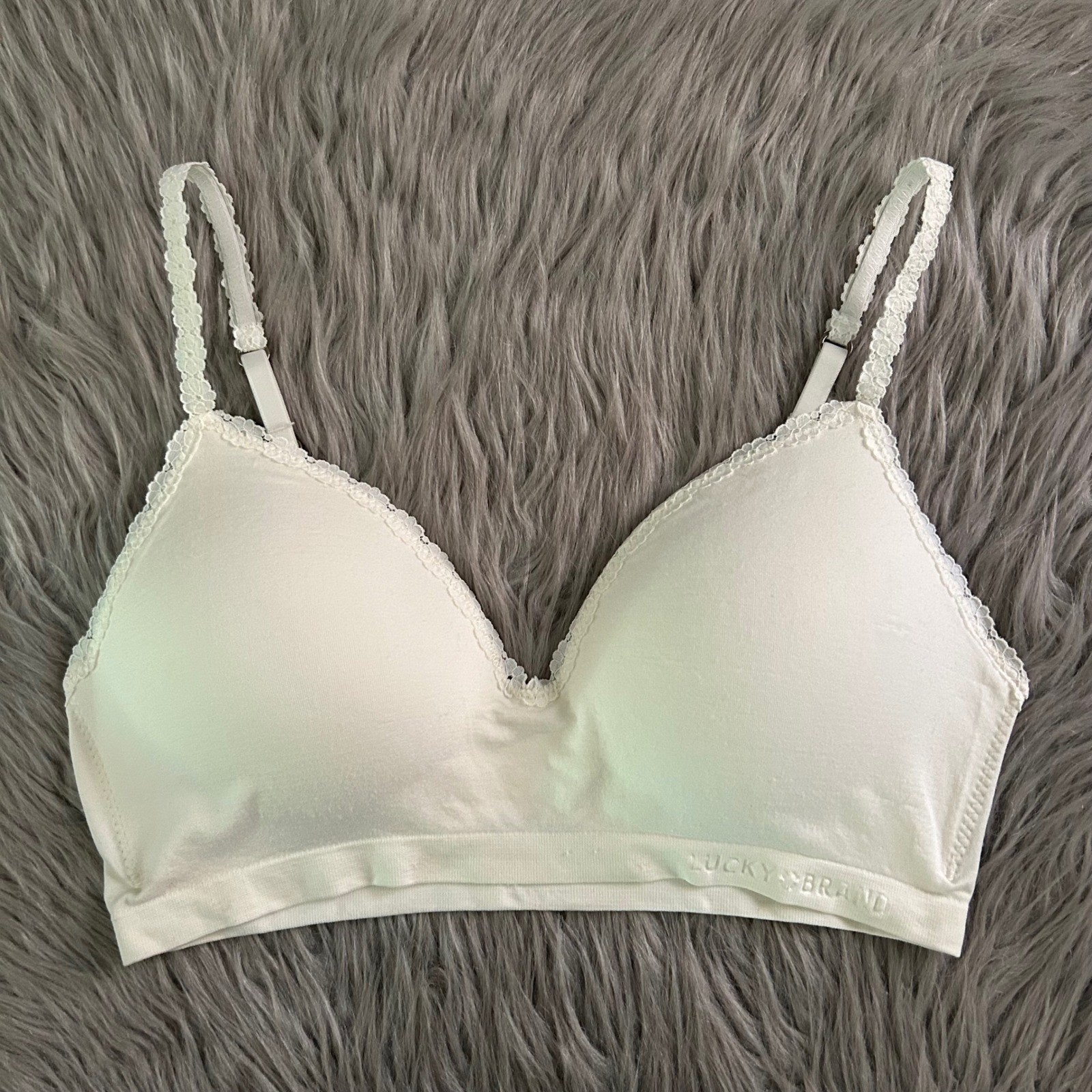 Lucky Brand Wireless Lightly Lined Bra Womens Size Large White Wirefree Bralete
