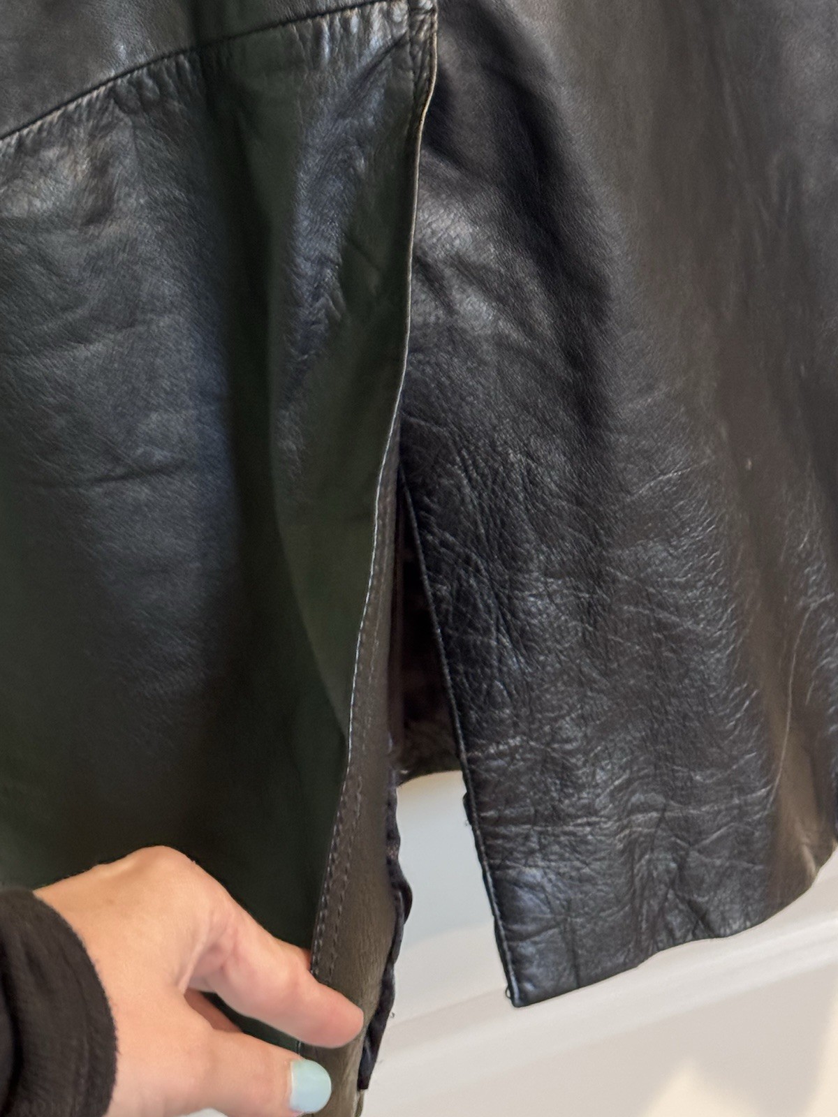 Jacqueline Ferrar Vintage Medium Trench Coat 1980s-90s Black Genuine Leather