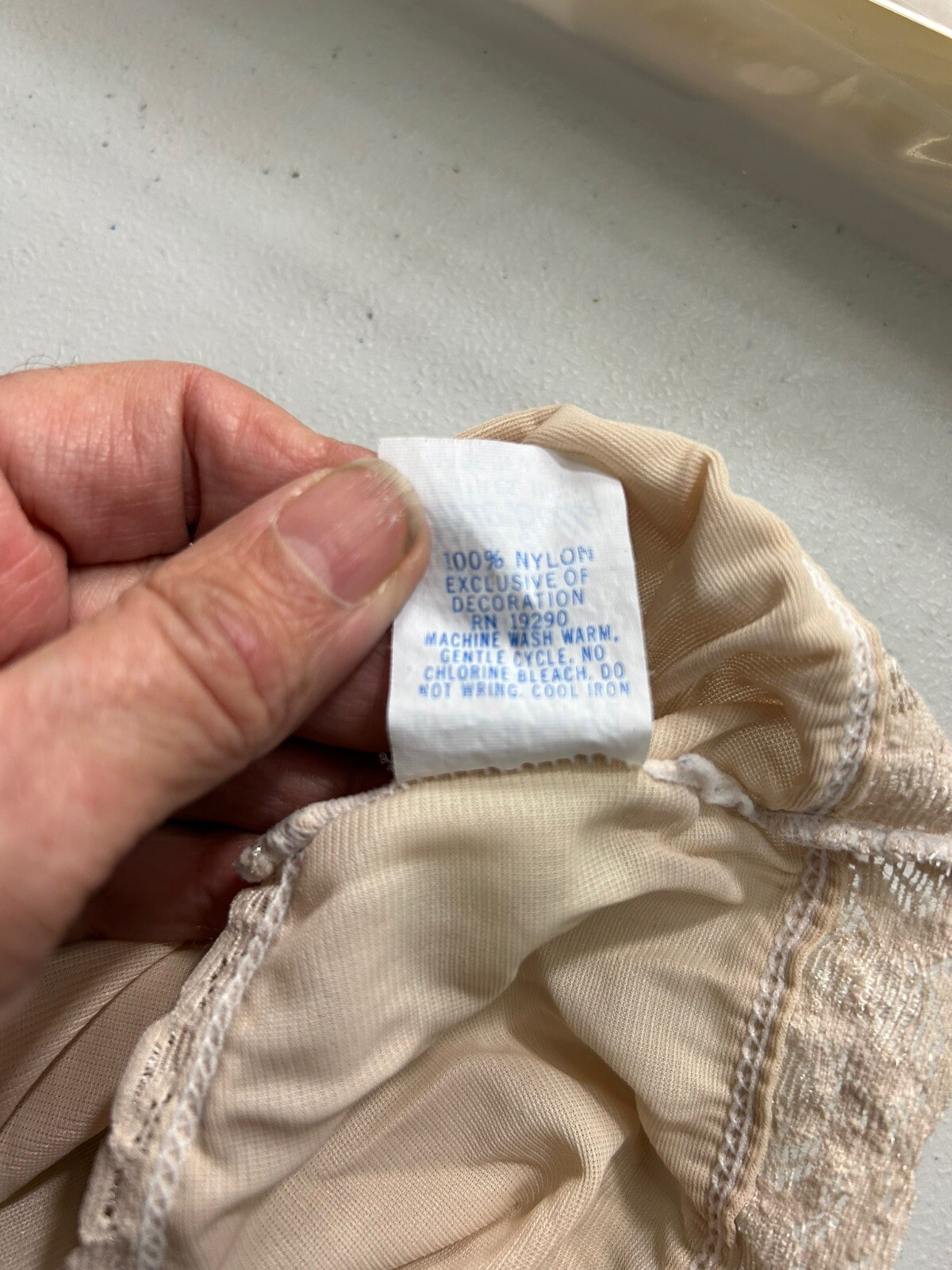 Vintage Dixie Belle 100% Nylon Lace Trim Bikini Panty Panties Briefs Beige Sz 6