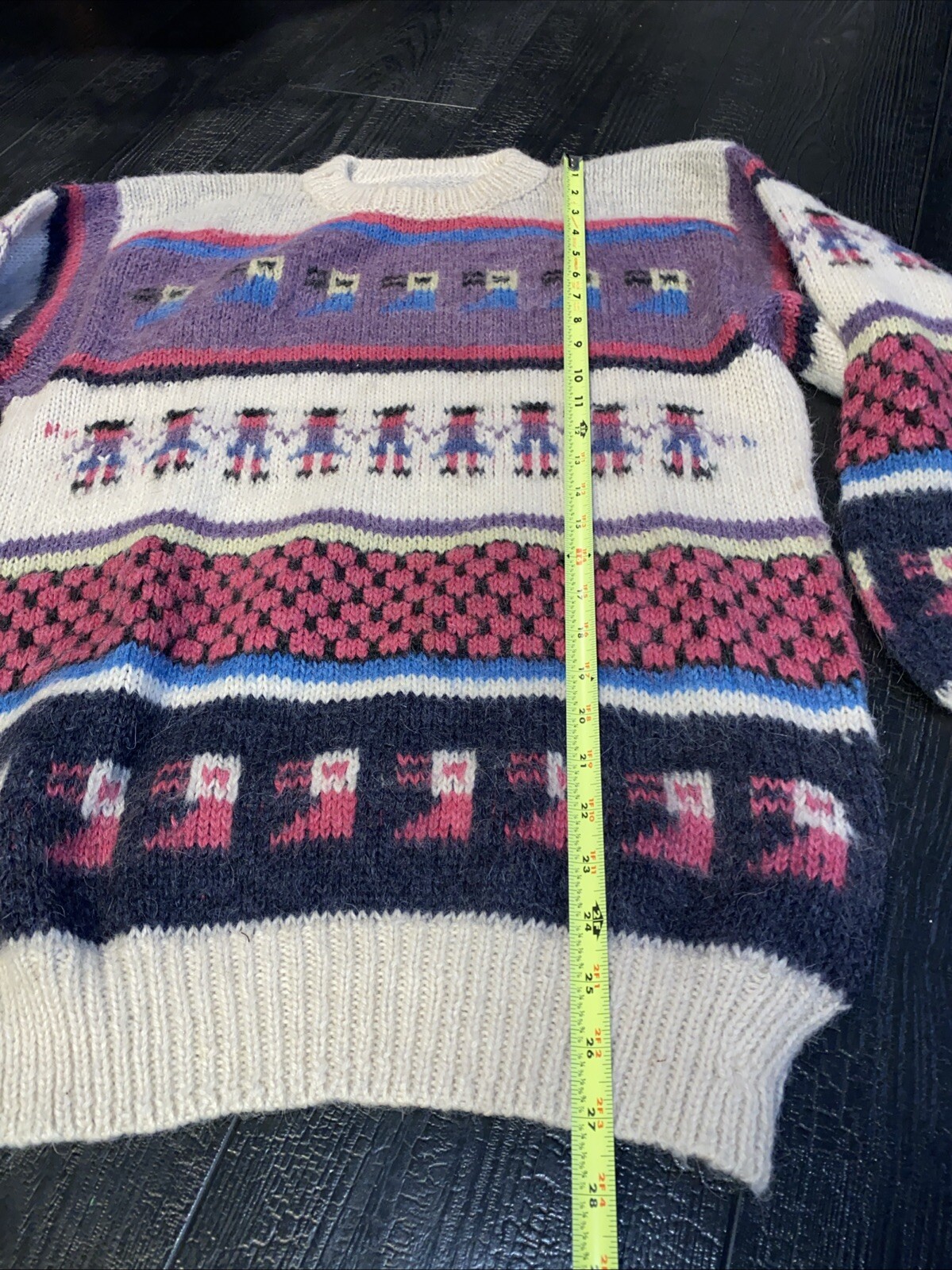 VTG Peruvian Alpaca Folk Hand Knitted Sweater Llama Peru Large Adult Unisex