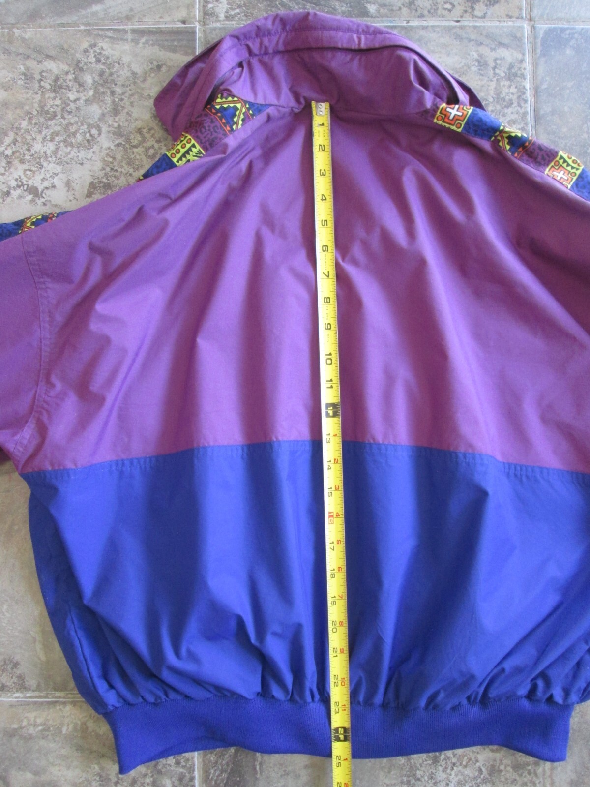Vintage Pro Gear Nylon Jacket Women&rsquo;s Large Color Block Purple Neon Hooded Korea