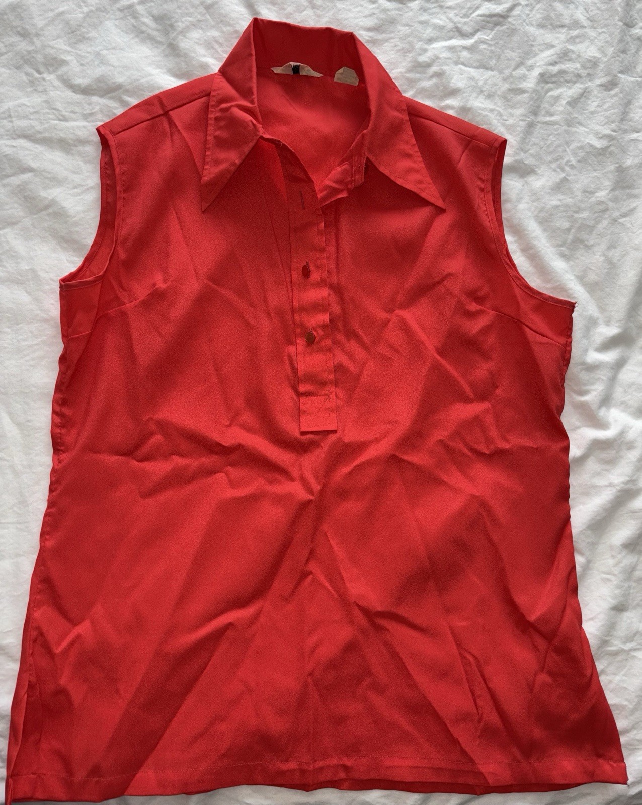 Vintage Miss Holly Red Blouse Sleeveless Women’s Size 38 100% Poly Large