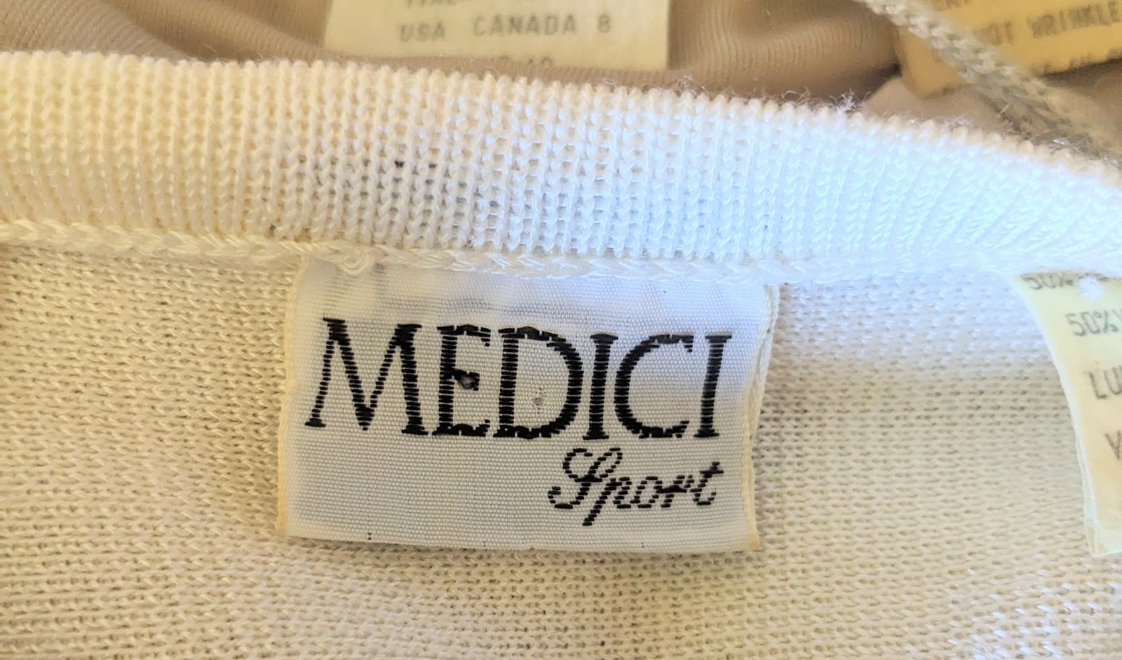 Vintage 80s Medici Sport Knit Skirt Set Made in Italy Cream Cardigan Midi Skirt