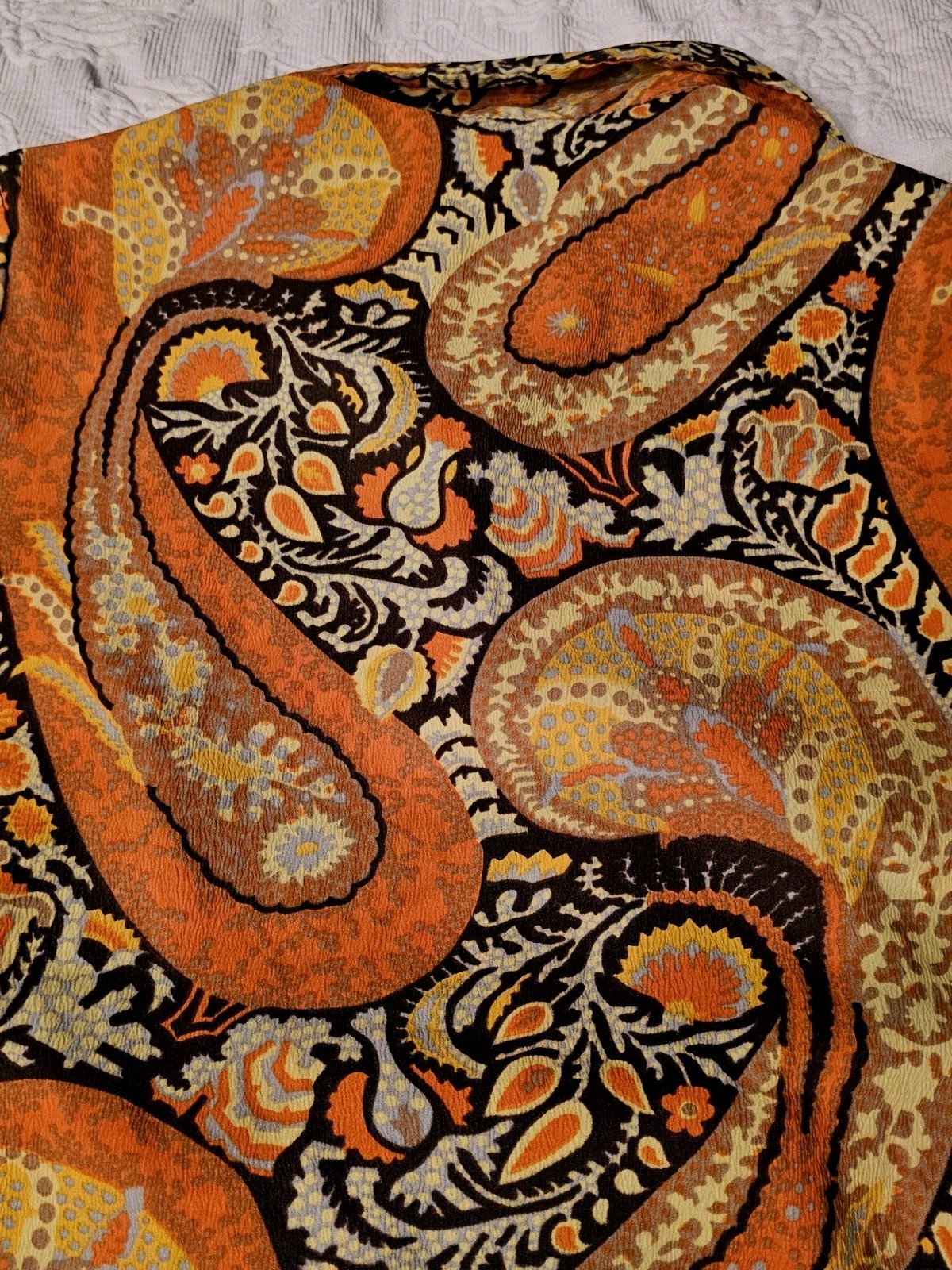 Vtg Graff Californiawear Psychedelic 60s 70s Mod Hippy Paisley Top M