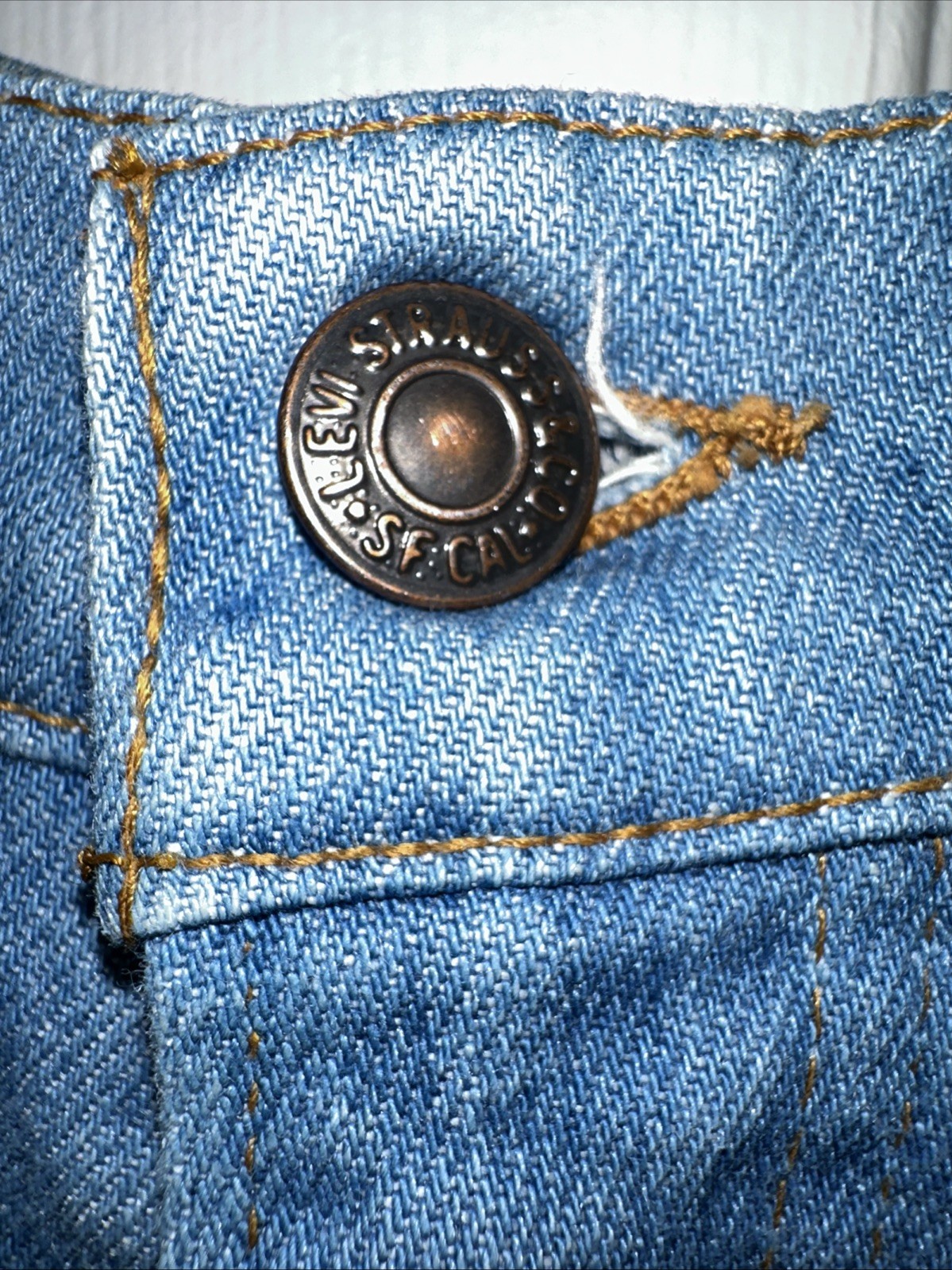 Vintage 70&rsquo;s Levi&rsquo;s Orange Tab Bootcut Light Wash Jeans Slash Pocket 30x 29.5