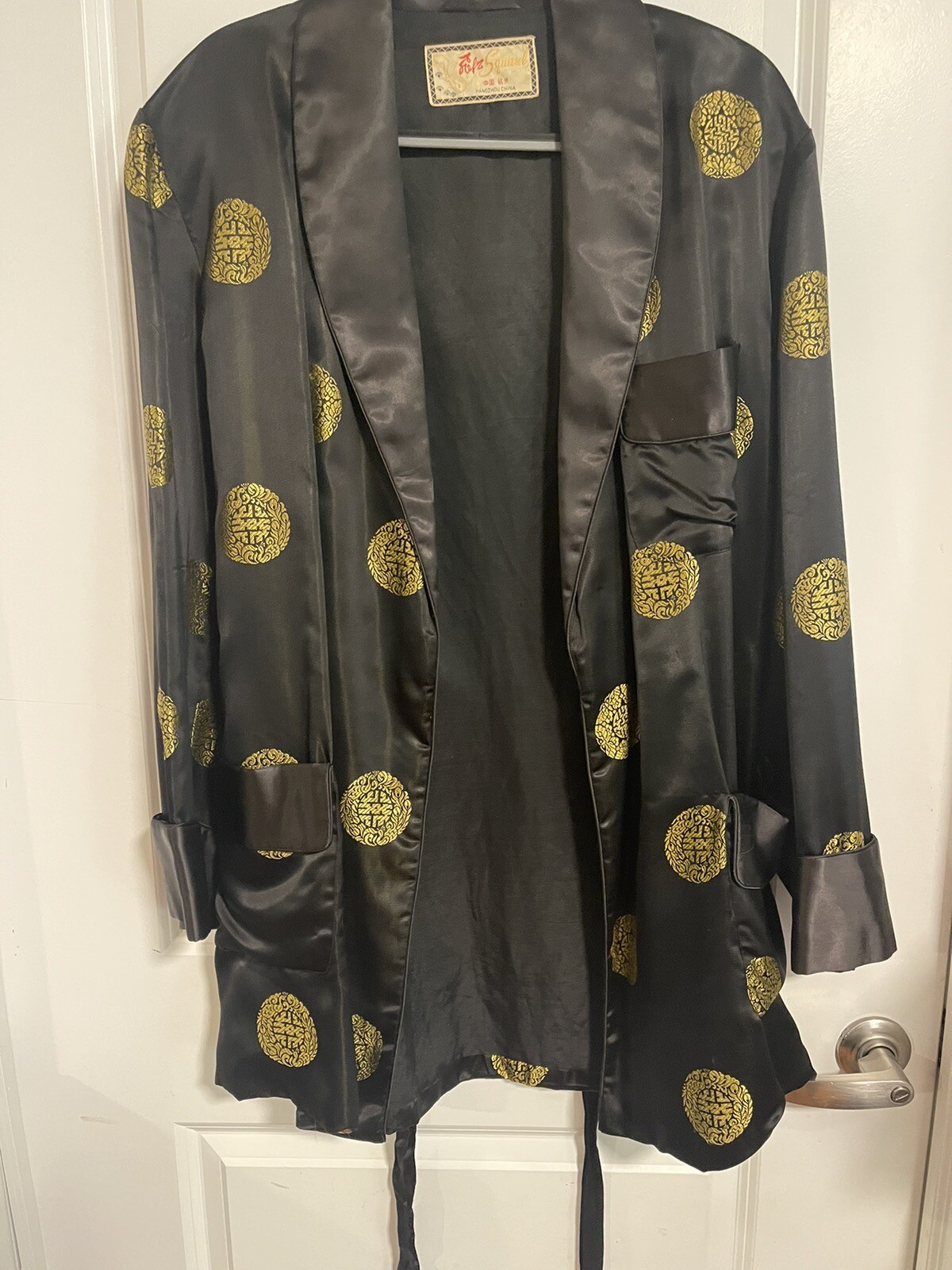 Authentic Vintage Chinese Robe Solz Squirrel Black/Gold Made in China Size 46