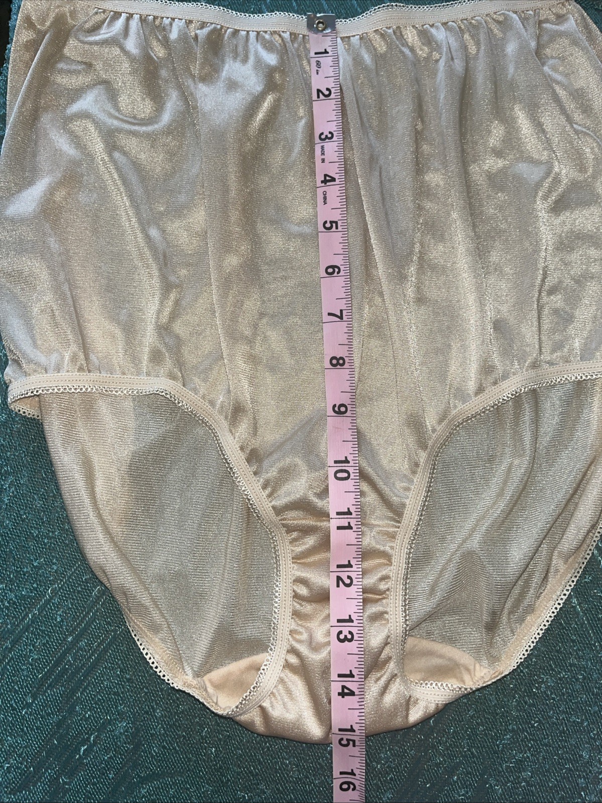 JCPenney Underscore Beige Satin Panties XL Sz 9 Second Skin Briefs Extra Large