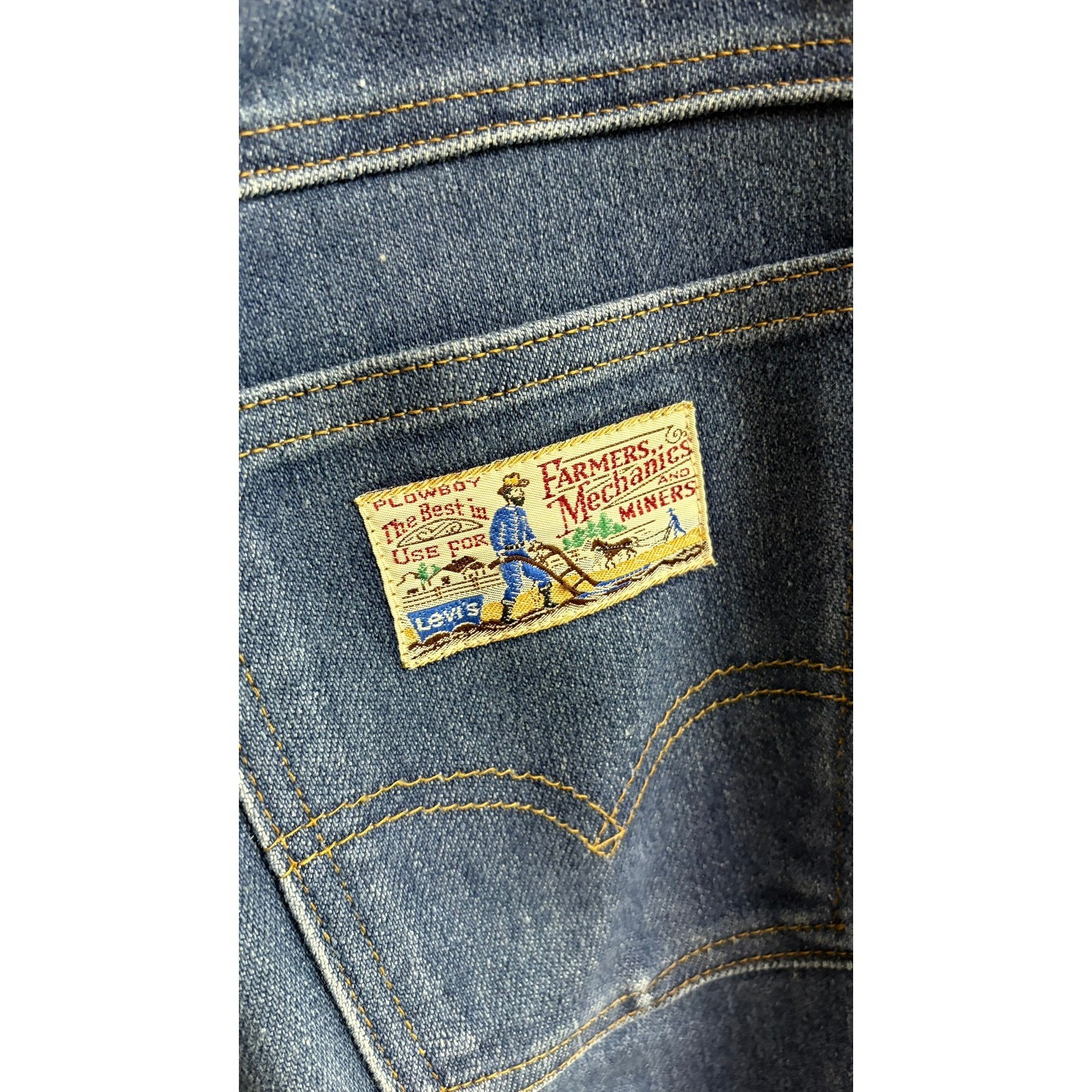 Levi&rsquo;s Plowboy Jeans 26 Vintage High Rise Straight Leg Dark Wash Denim Pants 70s