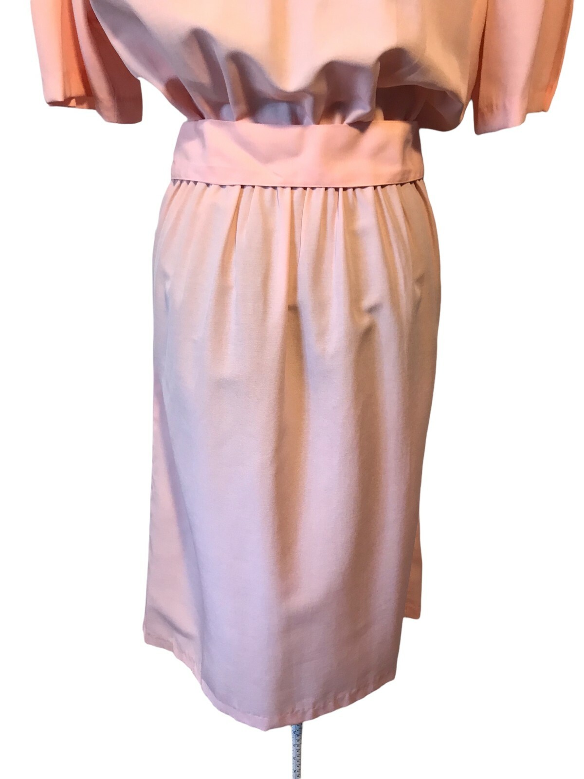 Womens Vintage Spring Easter Church DRESS Pink Button Front Wide Shoulder NWT 12
