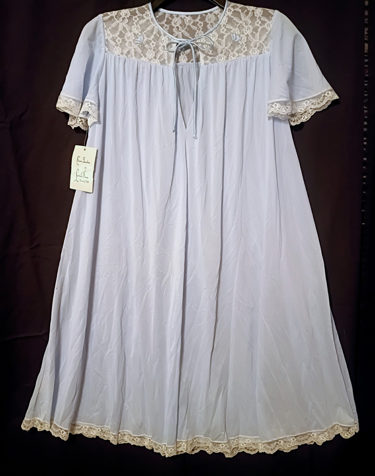 Claire Sandra by Lucie Ann Vintage Blue Nylon & Lace Sleep Dress Night Gown NEW